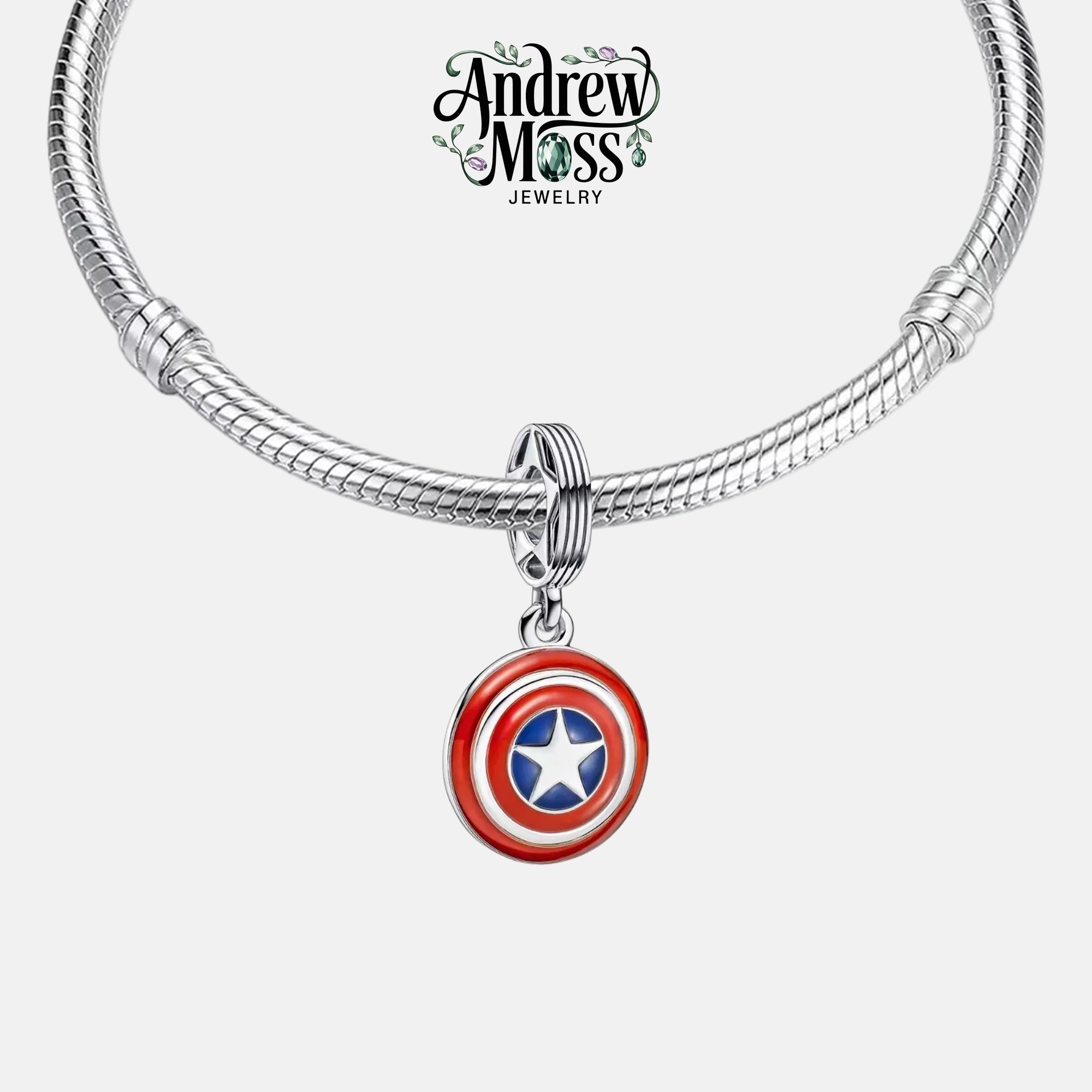 Marvel The Avengers Captain America Shield Dangle Charm for Bracelet