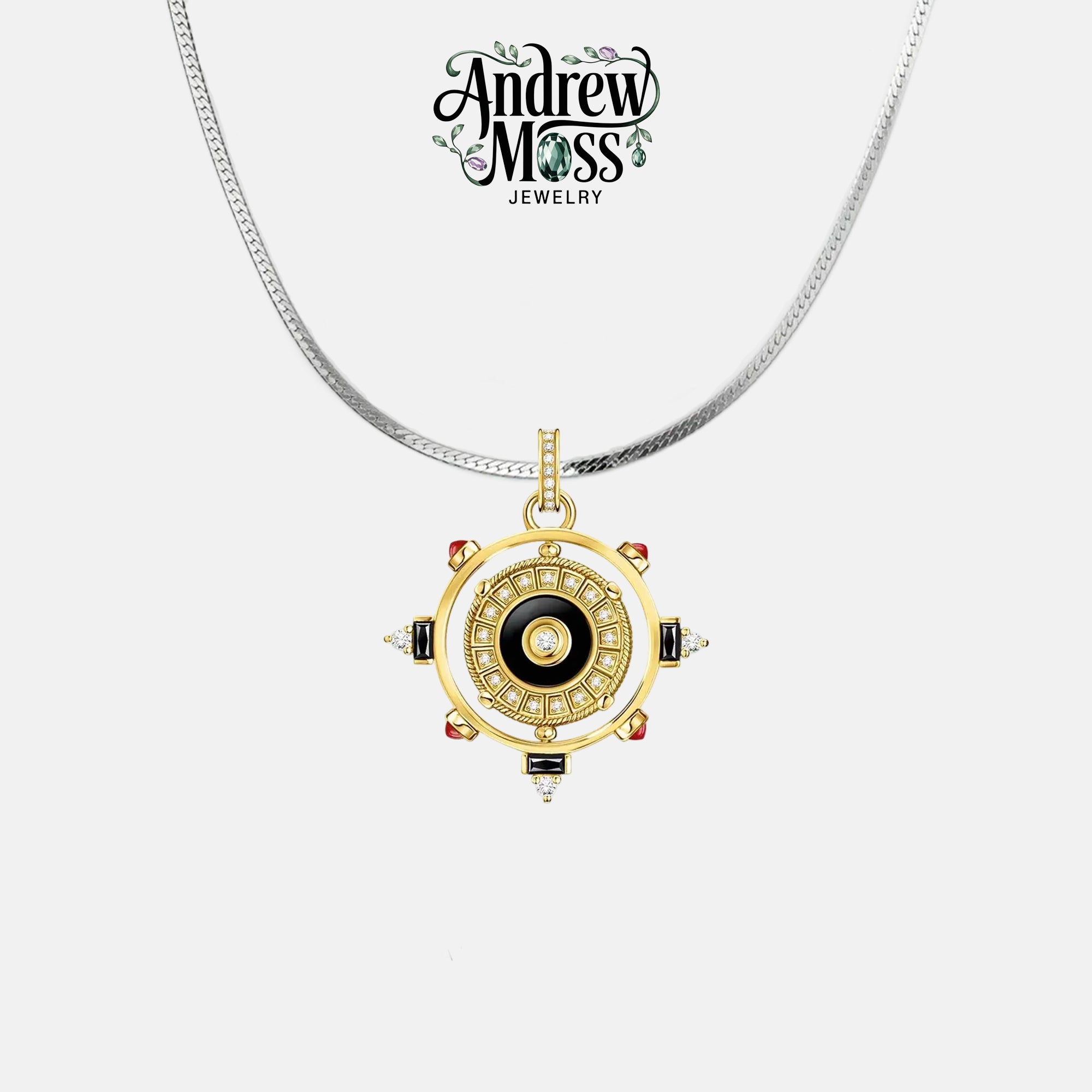 Sun Coin Rotatable Gold Plated Pendant for Necklace