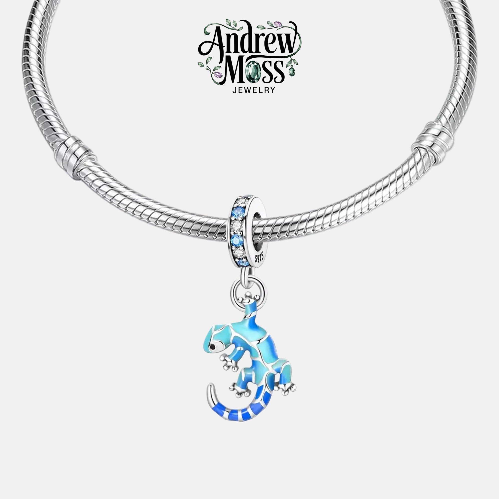 Gecko Electric Blue Dangle Charm for Bracelet