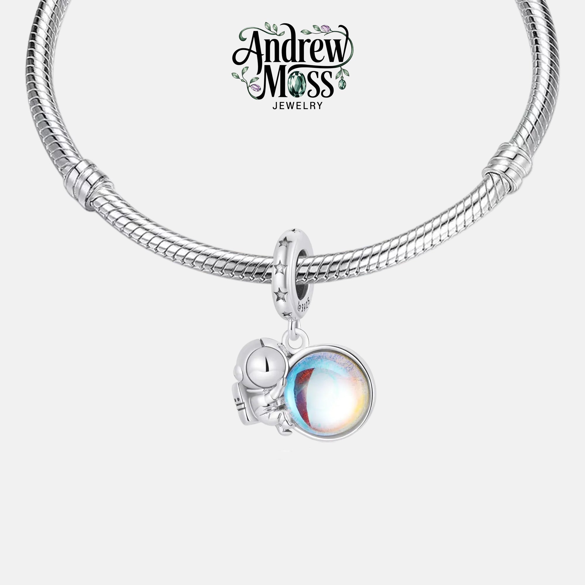 Astronaut Moonstone Dangle Charm for Bracelet