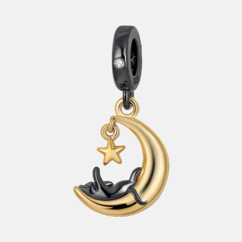 Cat Moon Star Dangle Charm for Bracelet