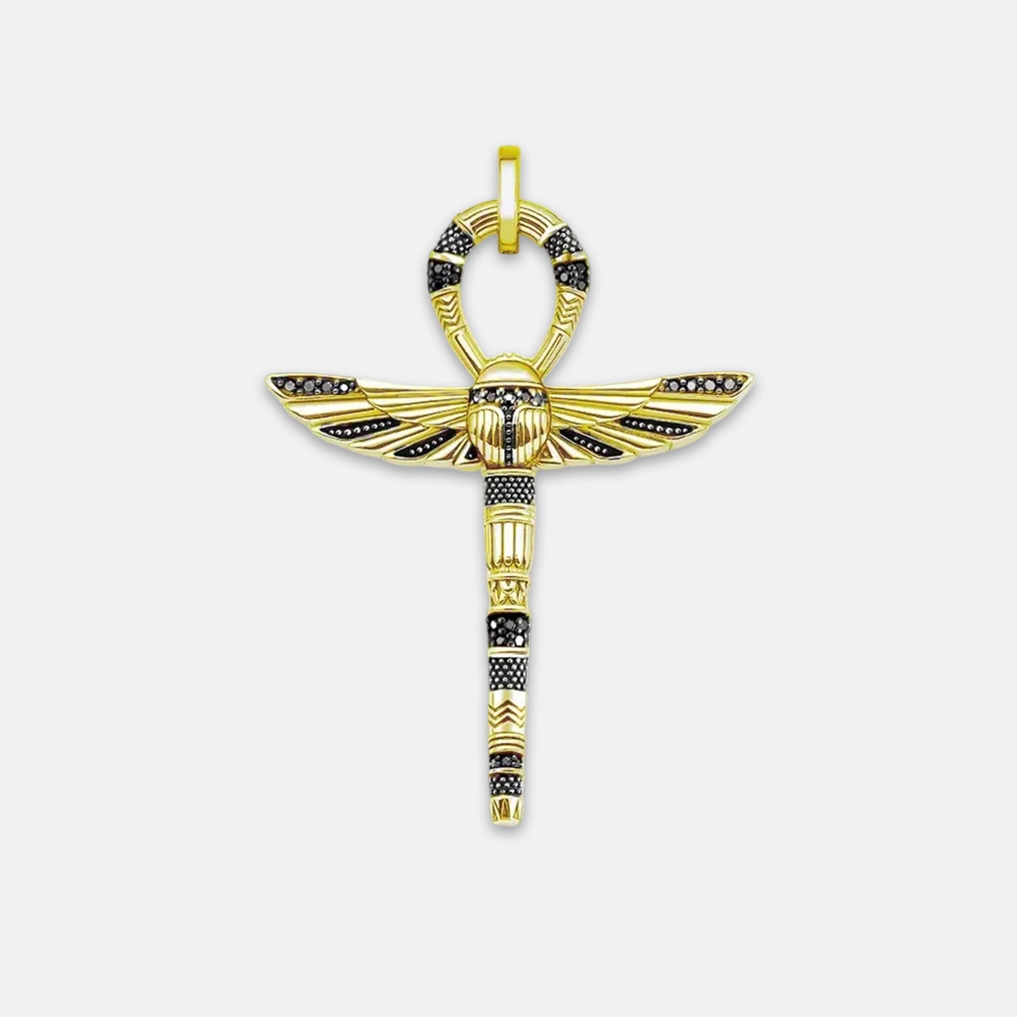 Egyptian Ankh with Scarab Gold Plated Pendant for Necklace
