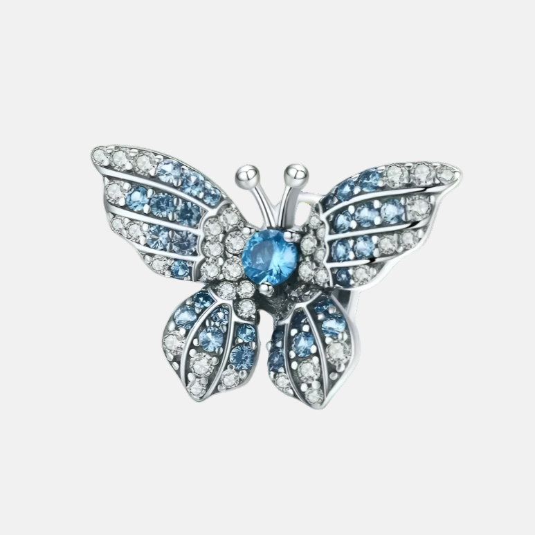 Sparkling Blue Butterfly Charm for Bracelet