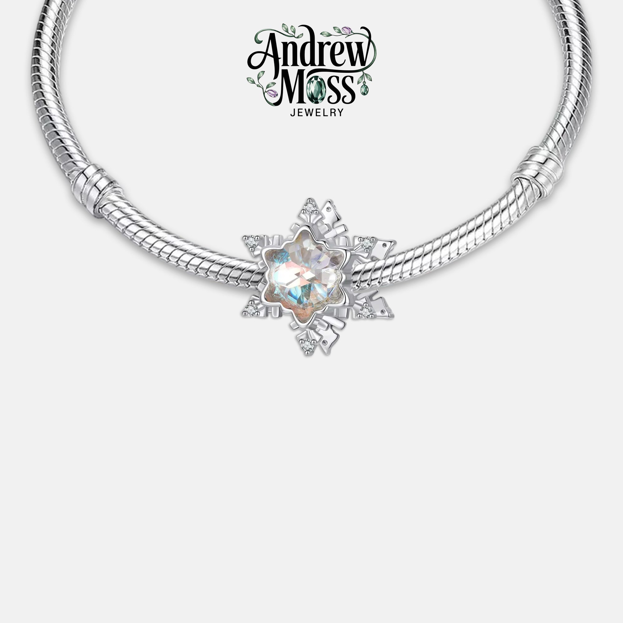 Crystal Snowflake Bead Christmas Charm for Bracelet