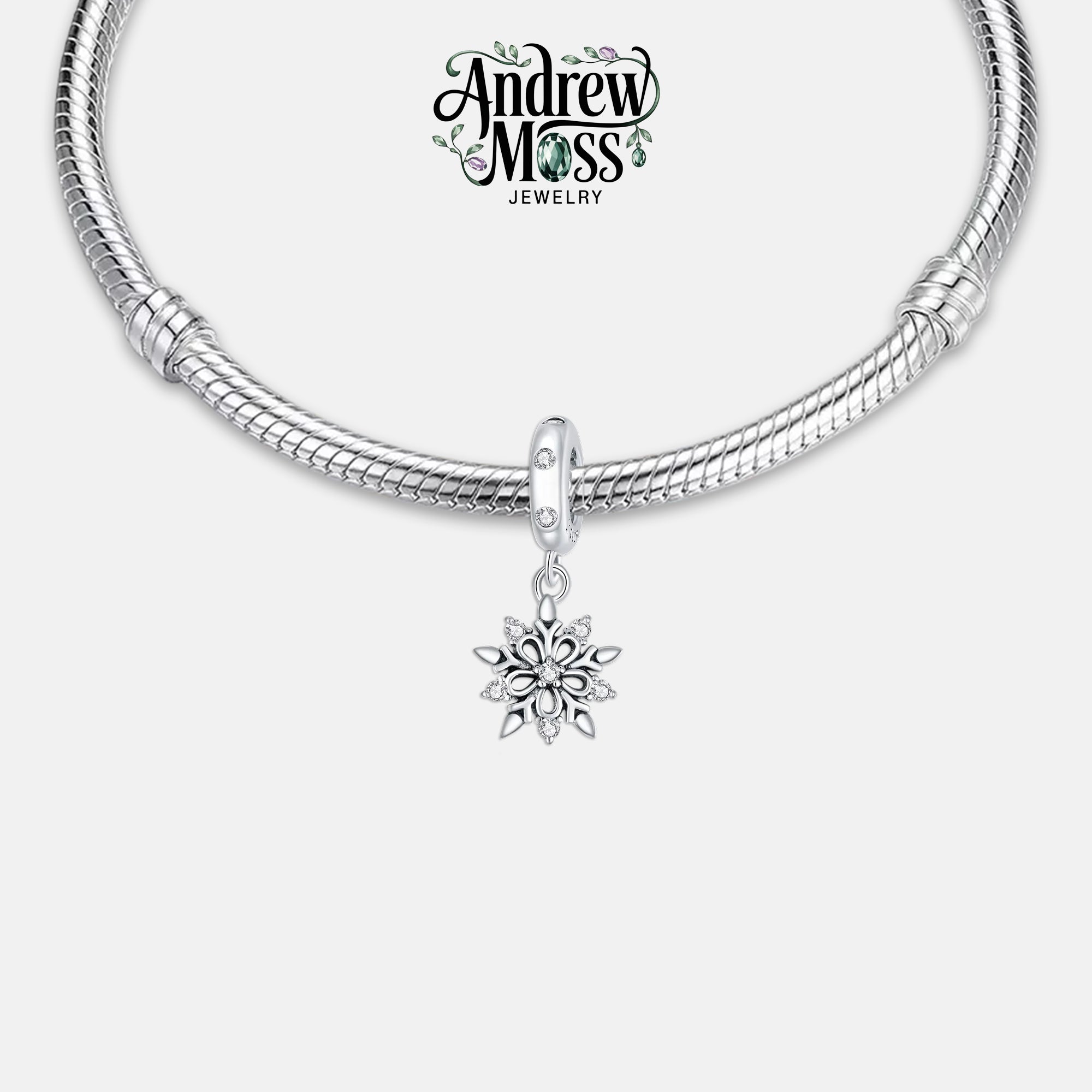 Sparkling Snowflake Christmas Dangle Charm for Bracelet