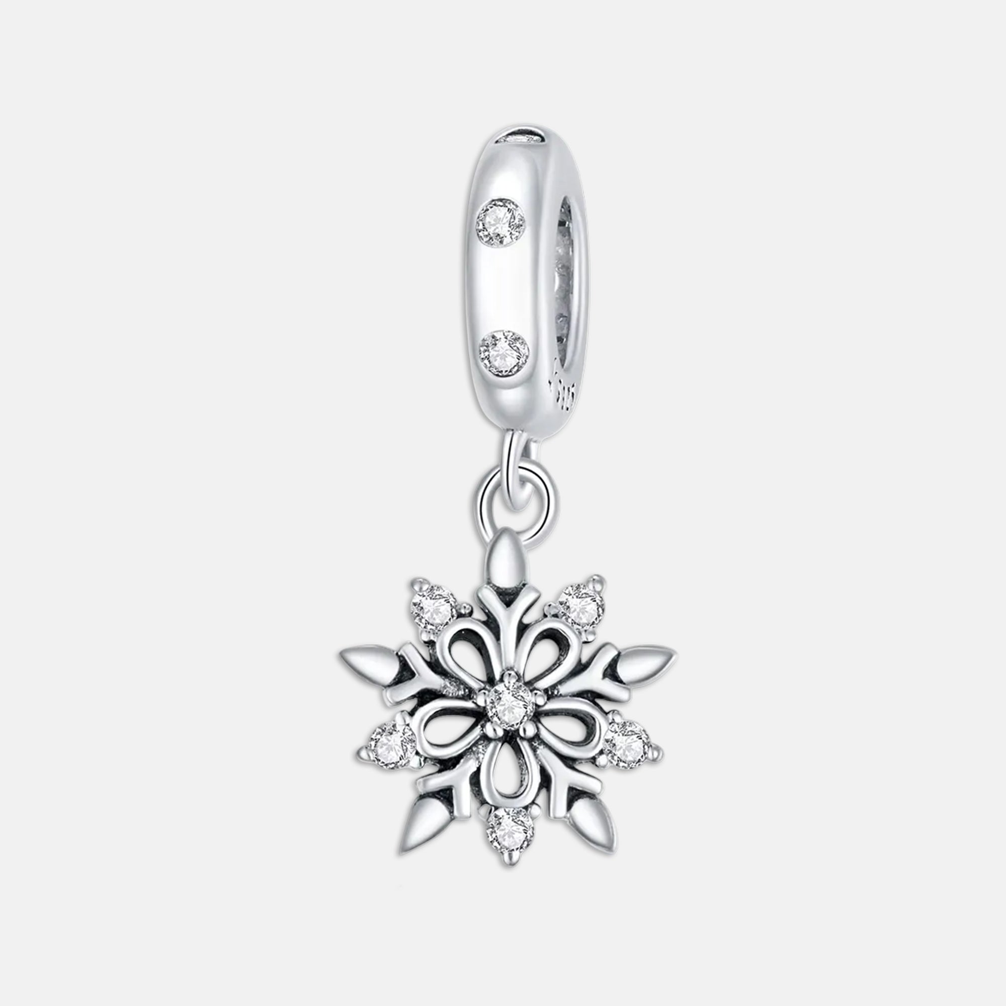 Sparkling Snowflake Christmas Dangle Charm for Bracelet