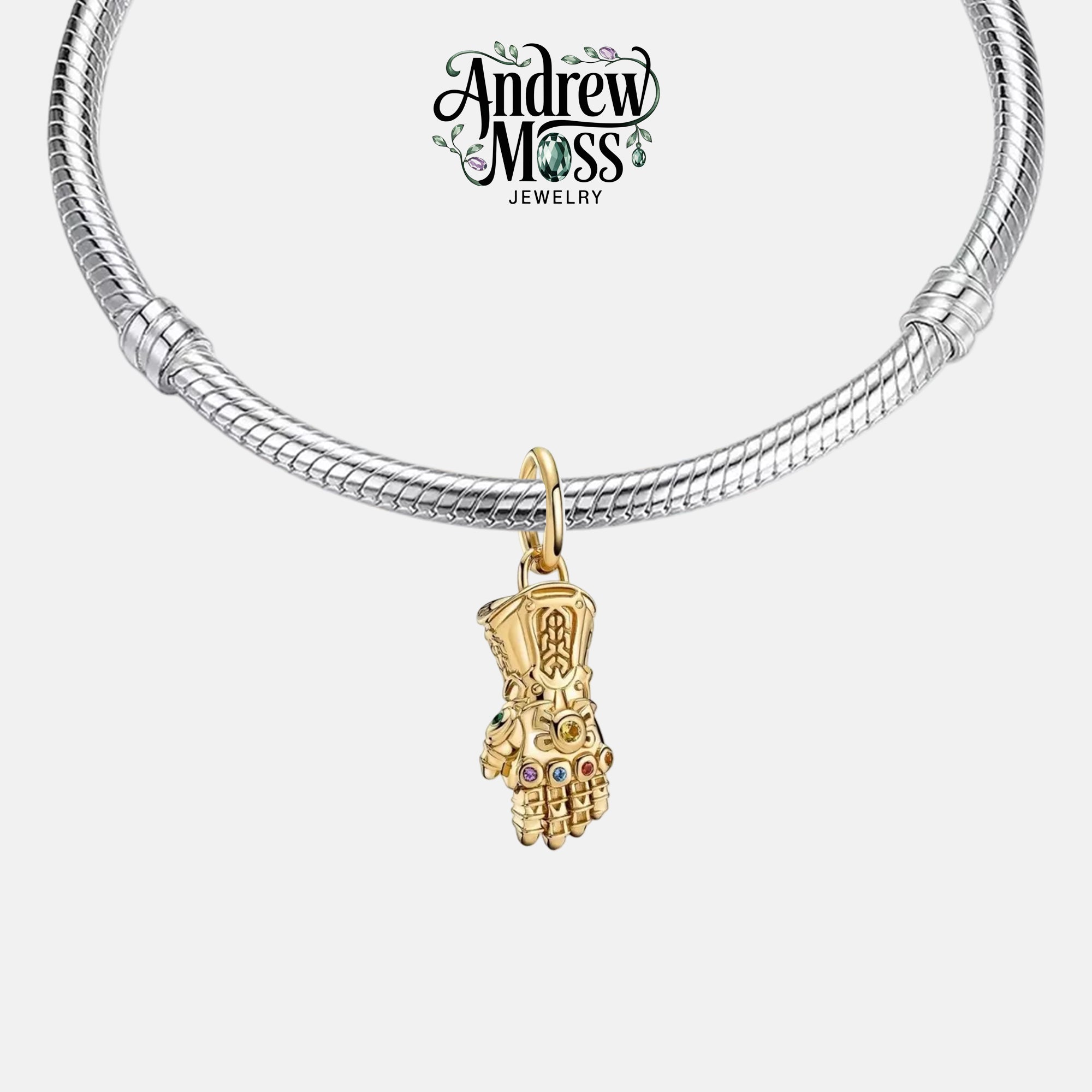 Marvel Infinity Stones Gauntlet Gold Plated Dangle Charm