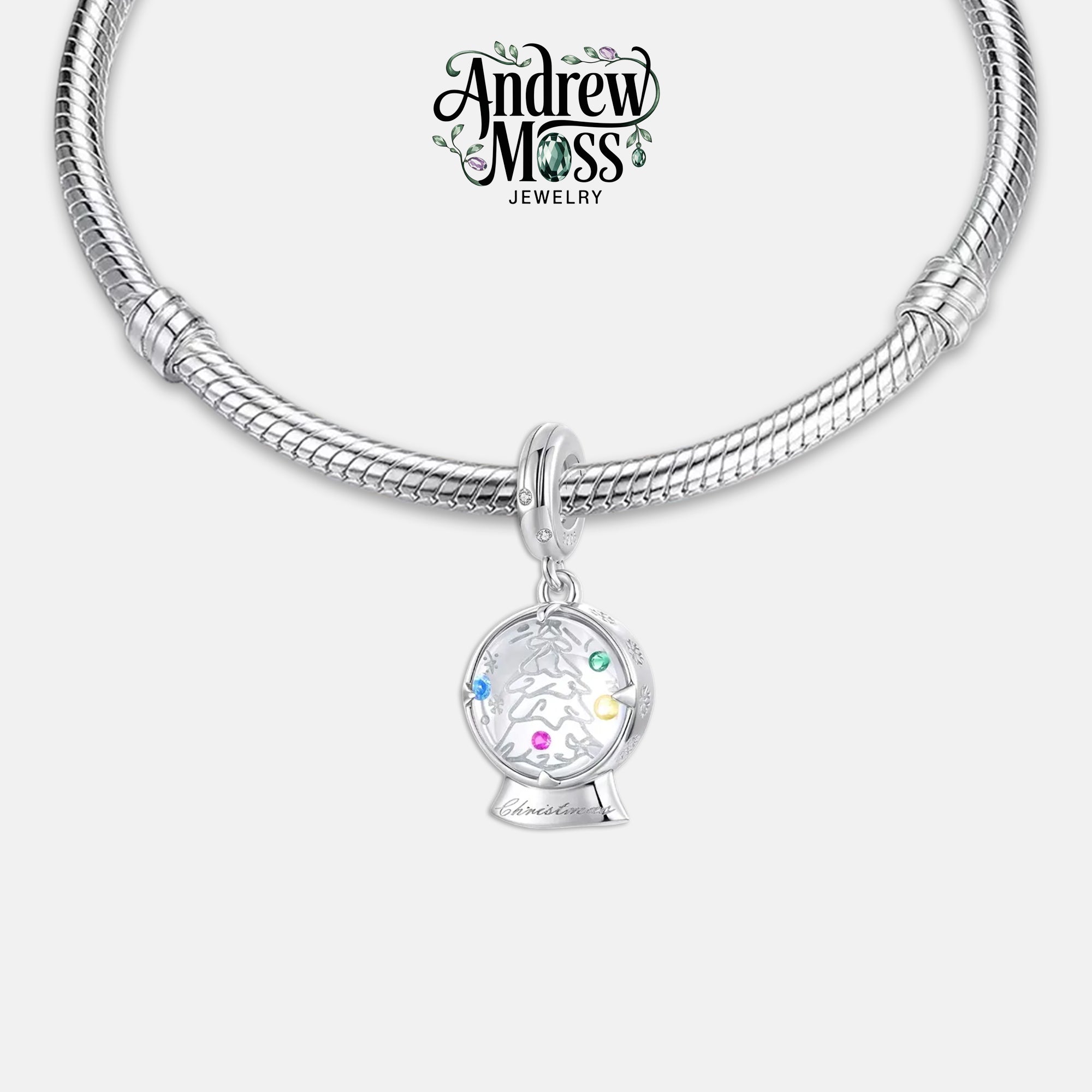 Crystal Ball Christmas Dangle Charm for Bracelet