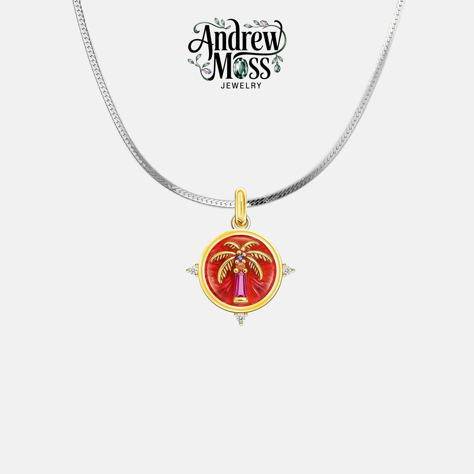 Palm Tree Gold Plated Pendant
