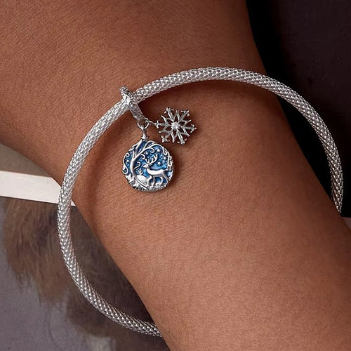 Deer Snowflake Christmas Dangle Charm for Bracelet