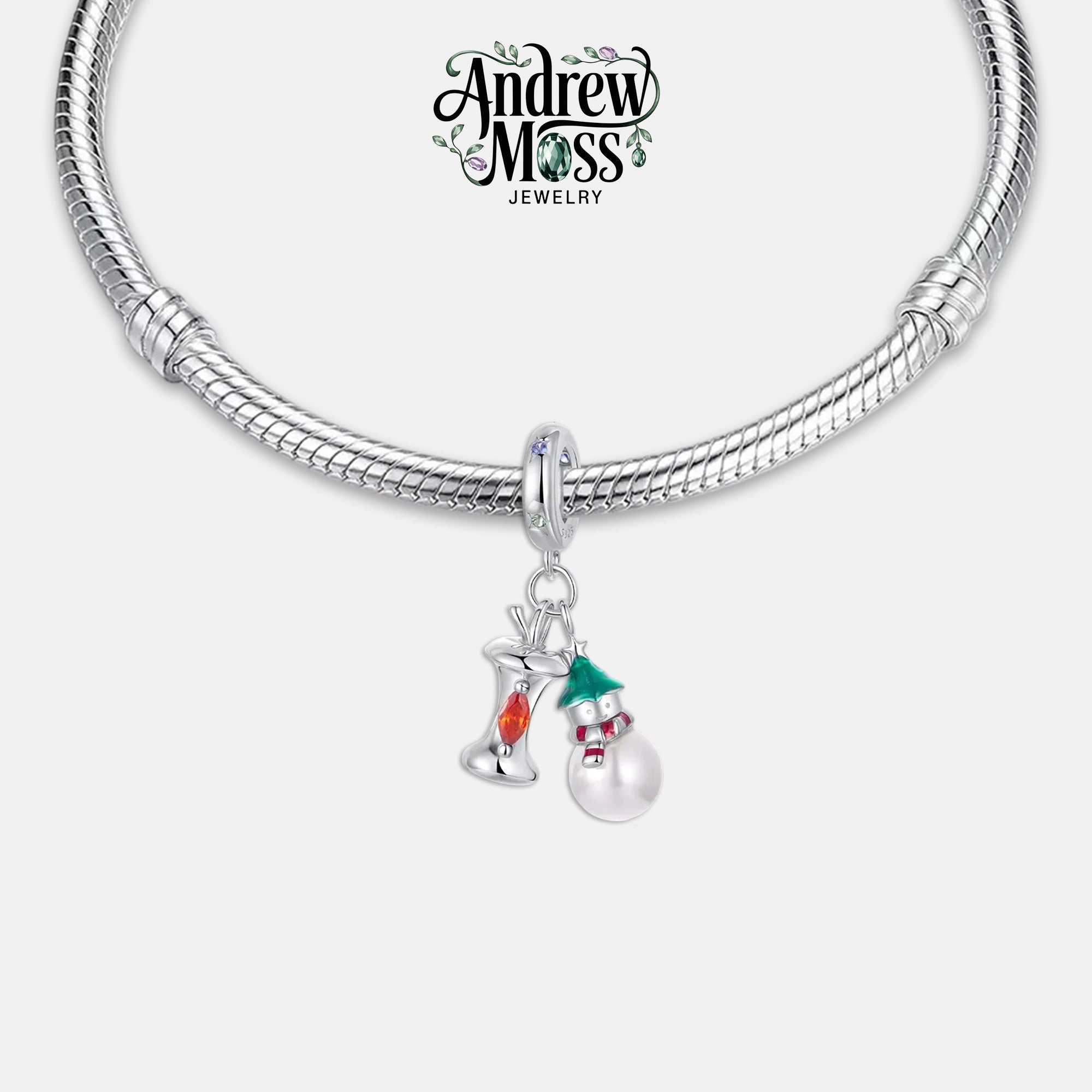Snowman Apple Christmas Dangle Charm for Bracelet