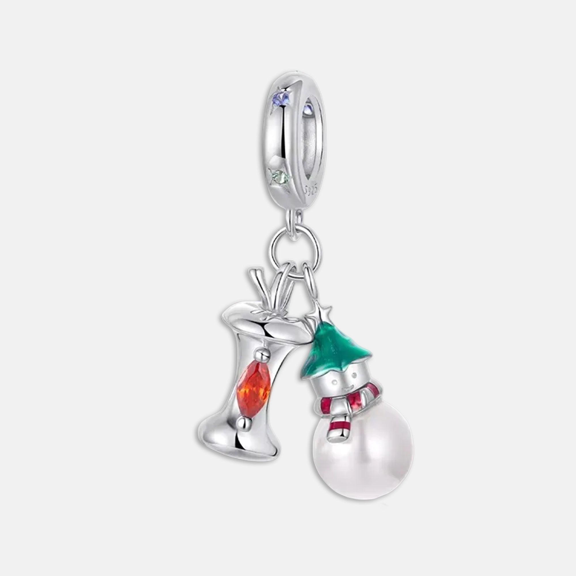 Snowman Apple Christmas Dangle Charm for Bracelet