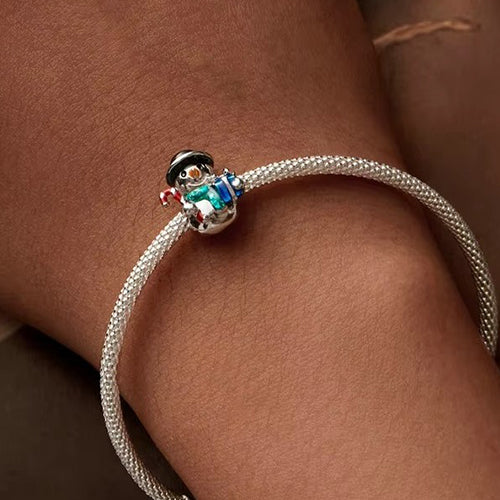 Snowman Candy Cane & Gift Christmas Bead Charm for Bracelet
