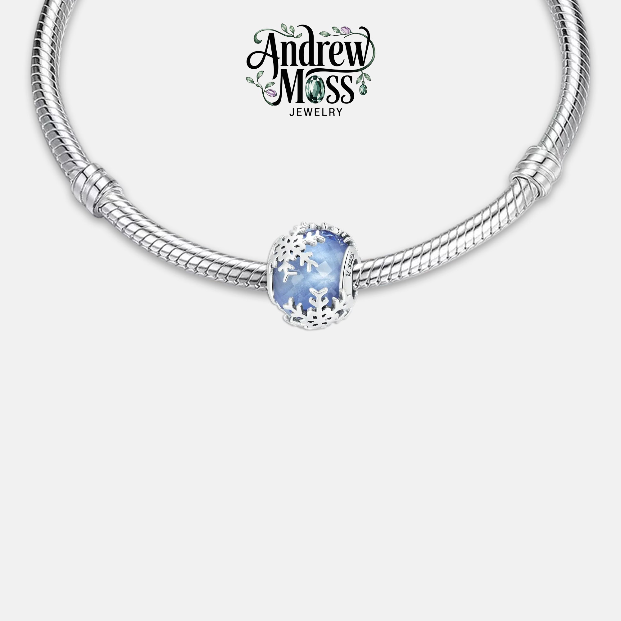 Snowflake Bead Christmas Charm for Bracelet