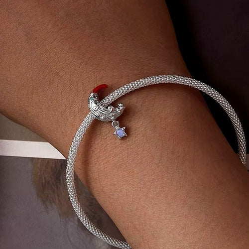 Moonlight Santa Claus Star Christmas Charm for Bracelet