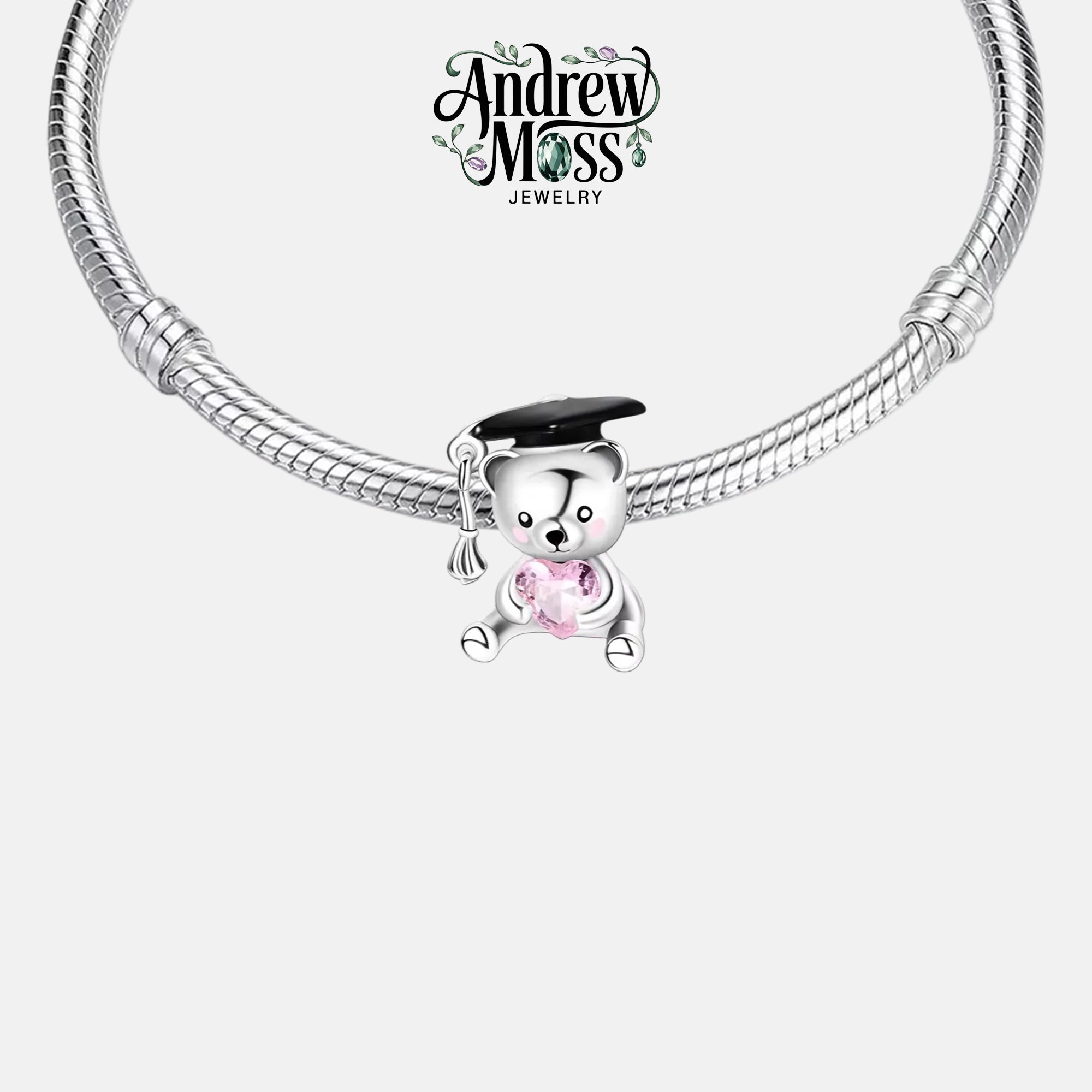 Wise Bear Graduation Bead Charm