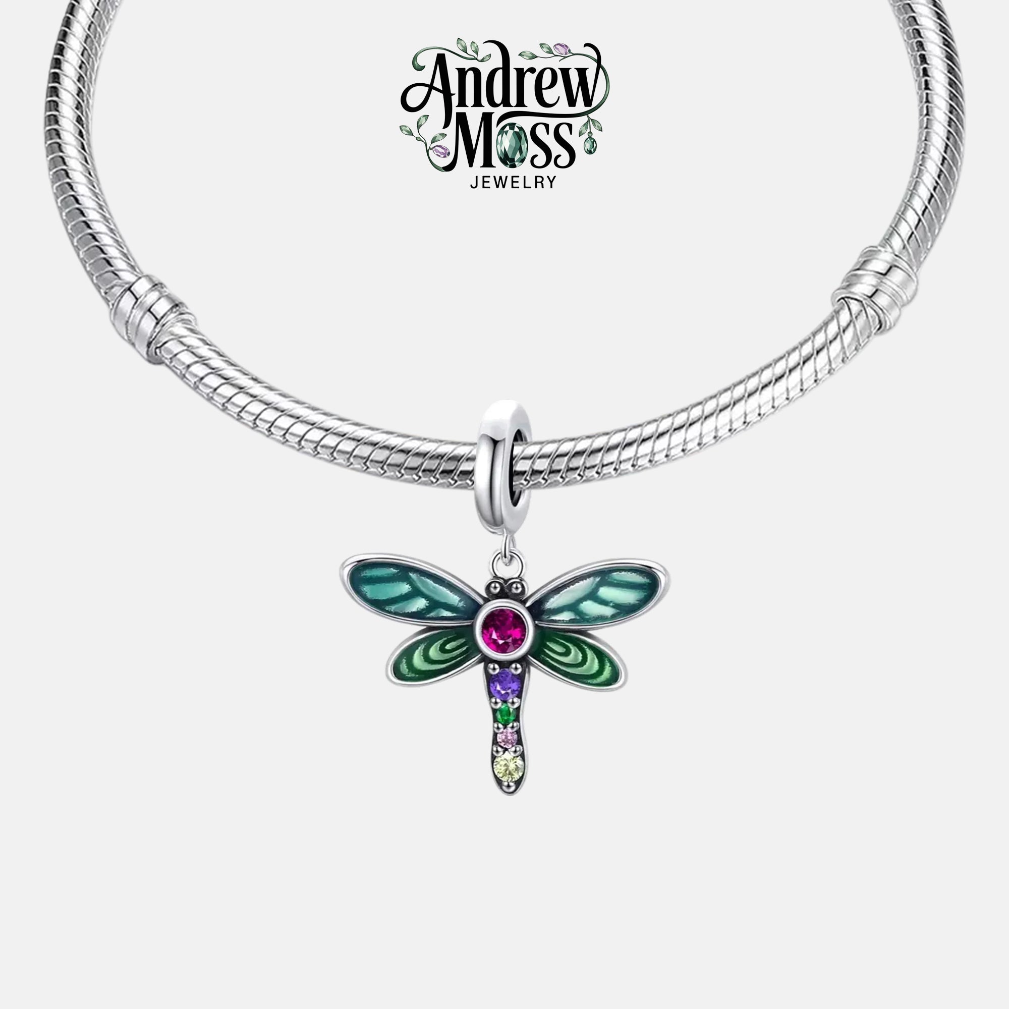 Rainbow Dragonfly Dangle Charm