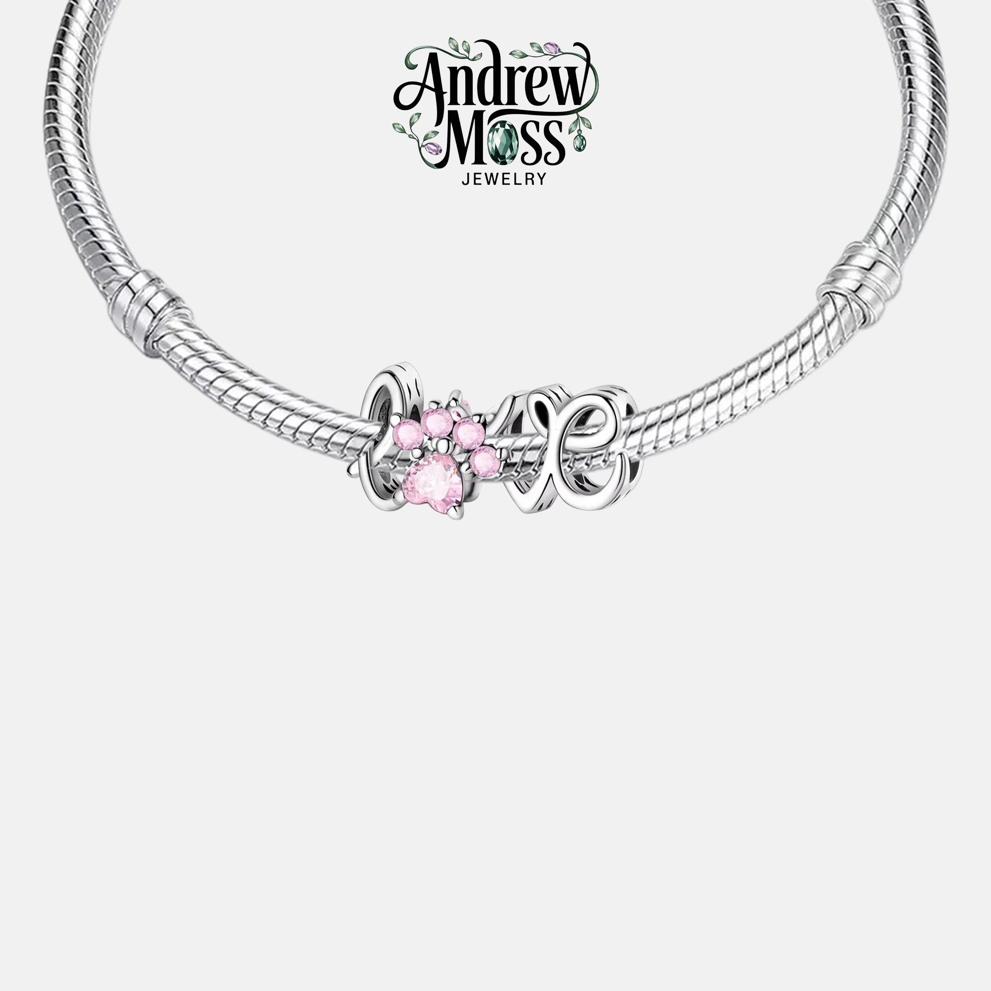Paw Love Text Bead Charm