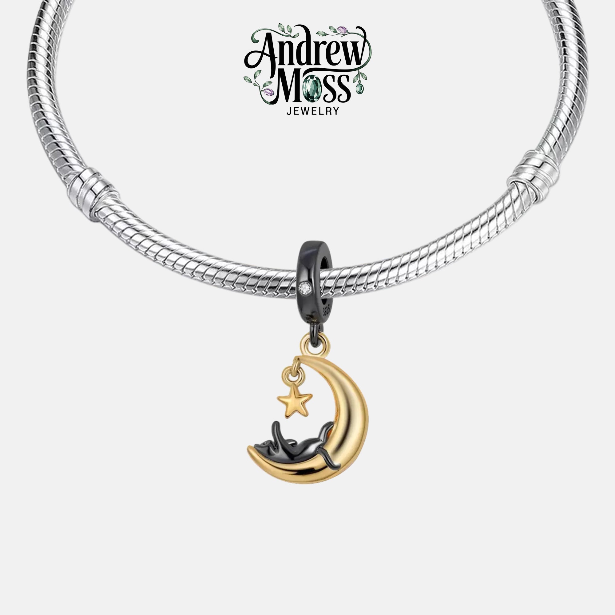 Cat Moon Star Dangle Charm
