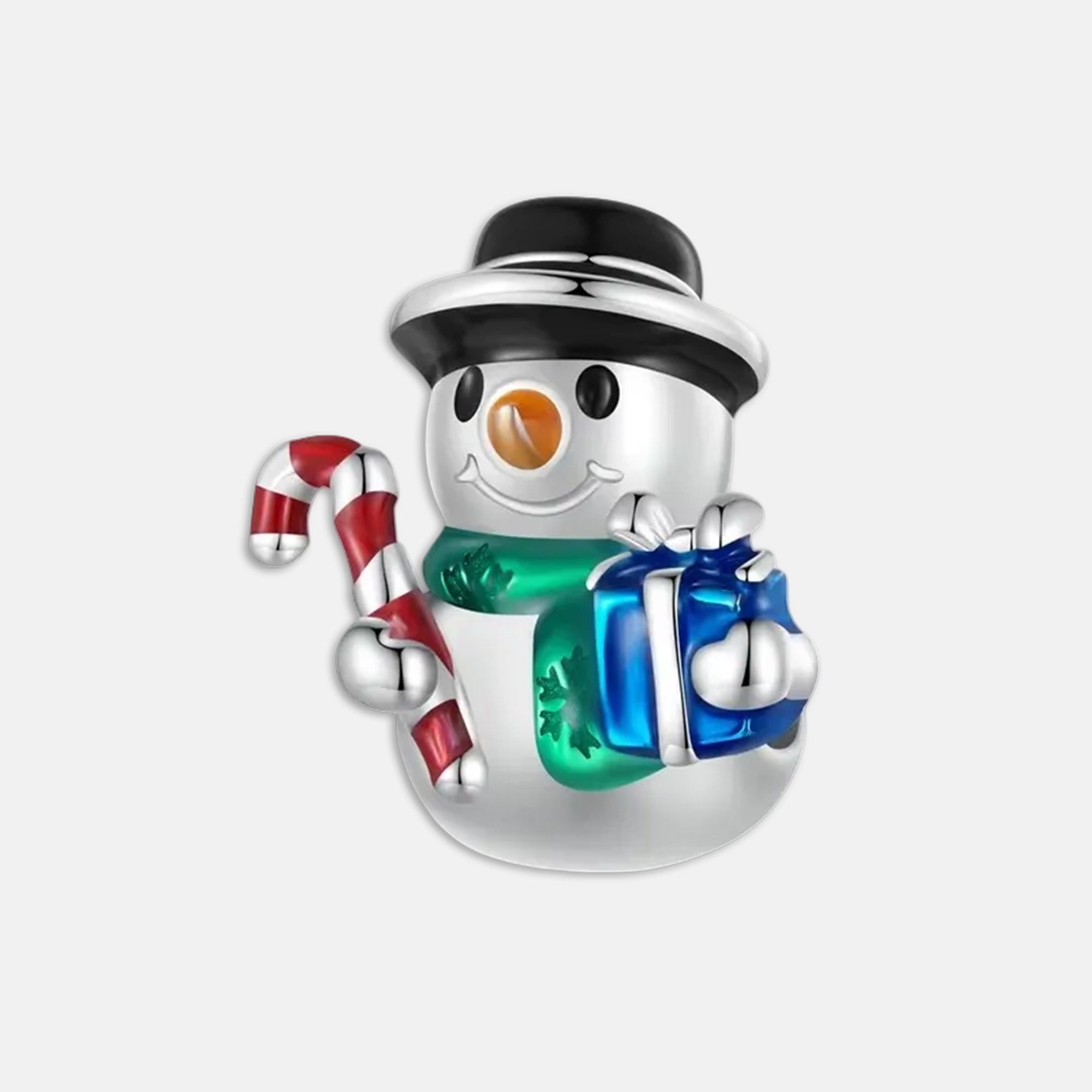 Snowman Candy Cane & Gift Christmas Bead Charm for Bracelet