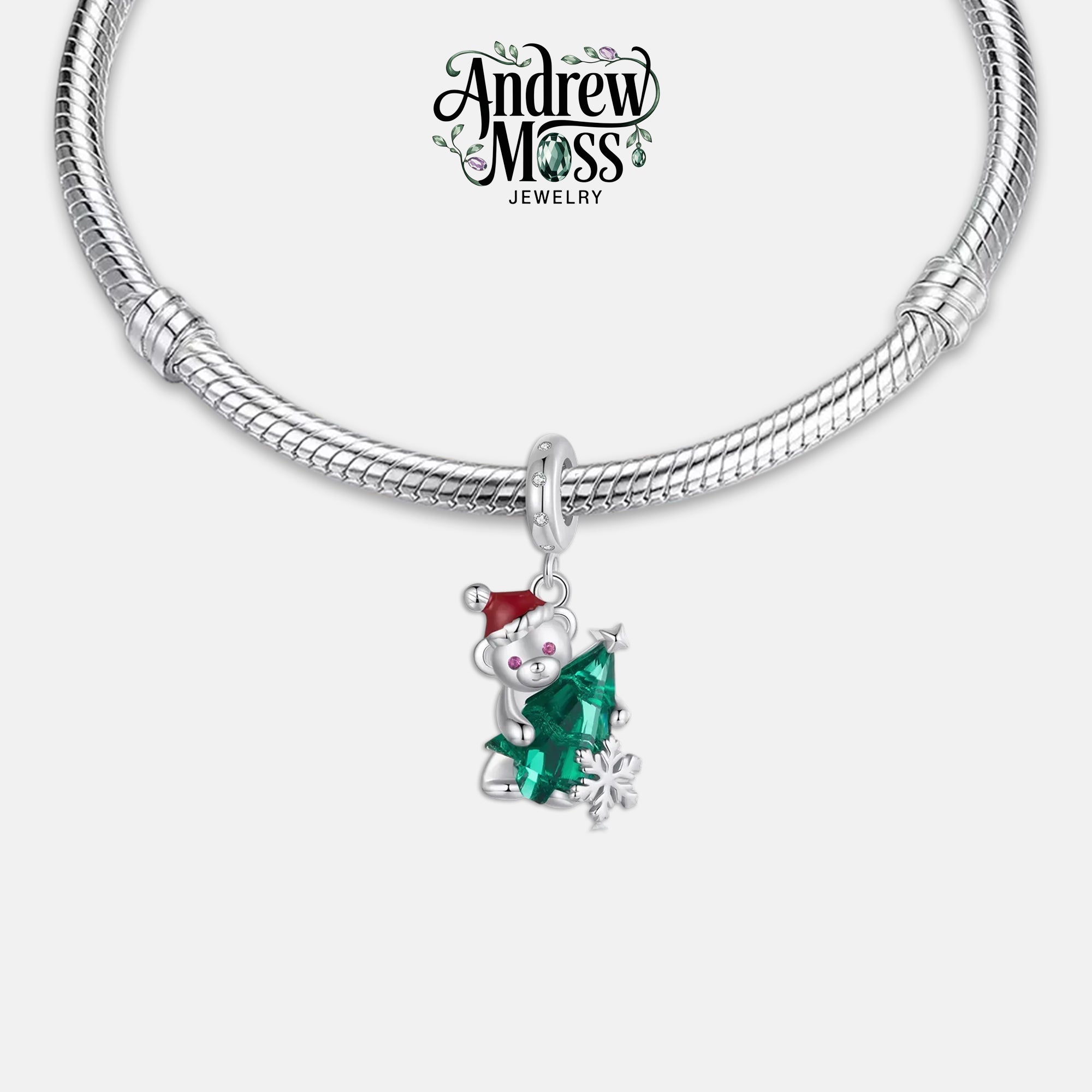 Hanging Teddy Bear Christmas Tree Dangle Charm for Bracelet