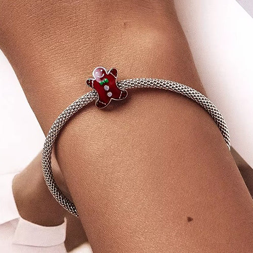 Gingerbread Man Christmas Bead Charm for Bracelet