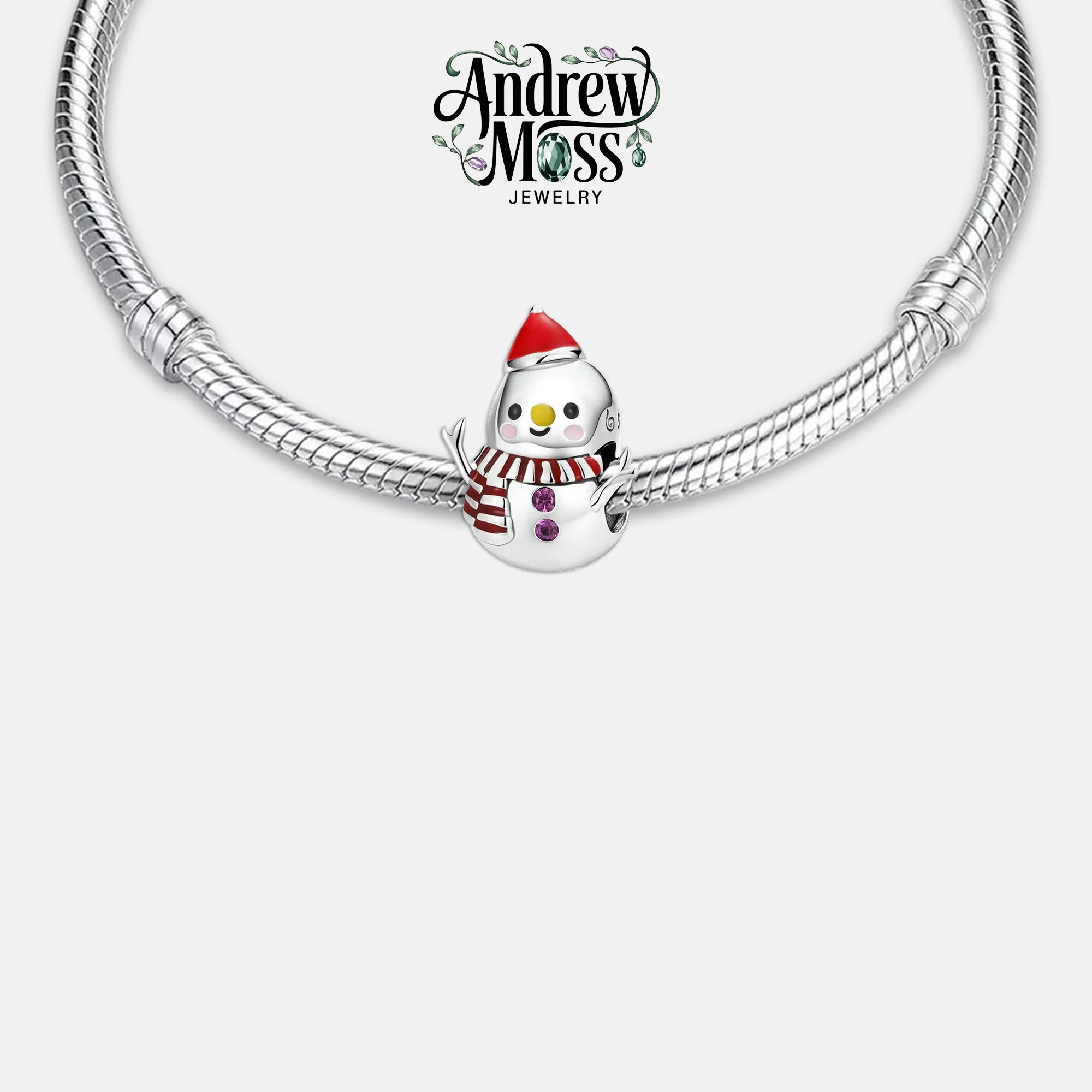 Snowman Christmas Bead Charm for Bracelet