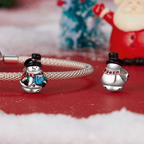Snowman Candy Cane & Gift Christmas Bead Charm for Bracelet