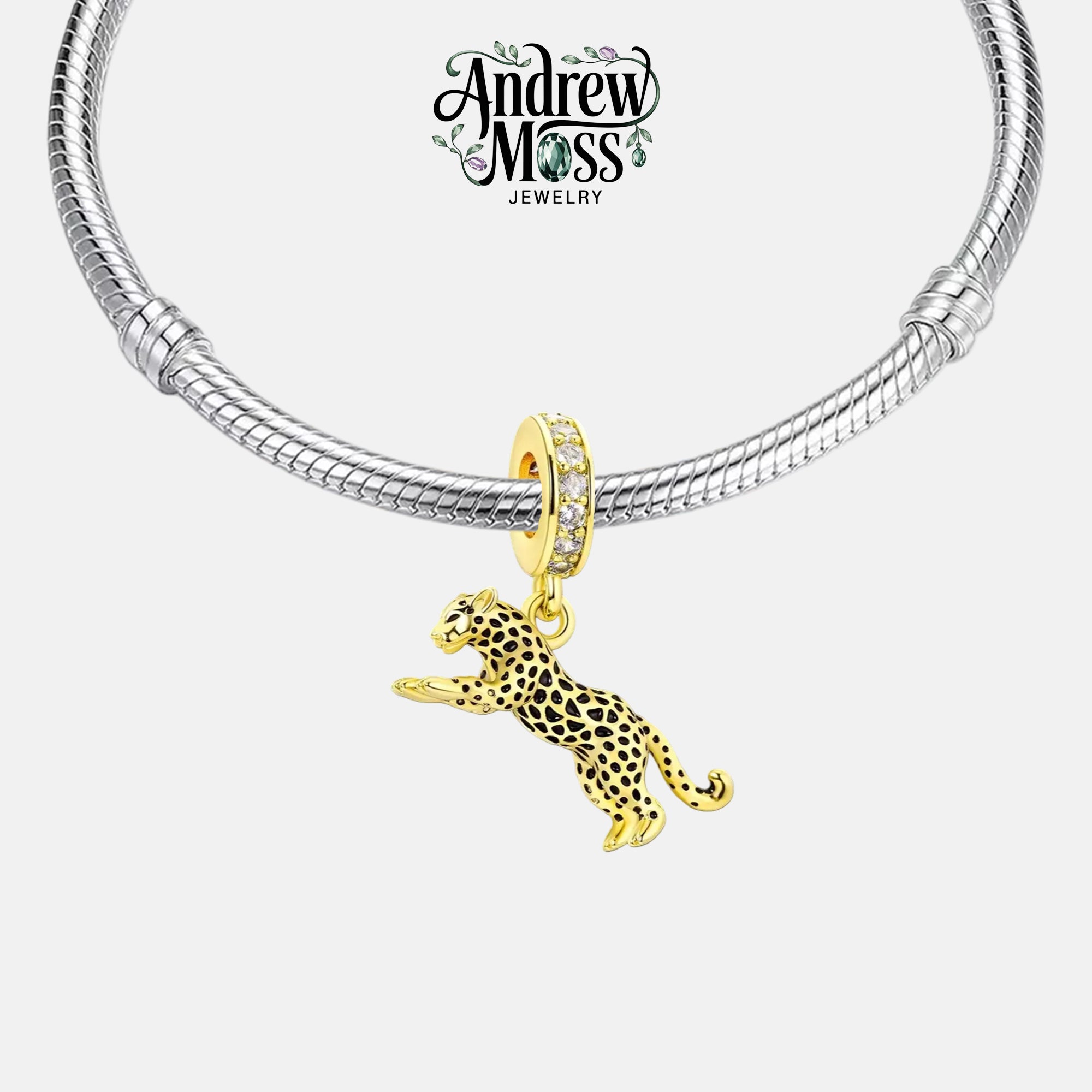 Leopard Gold Plated Dangle Charm