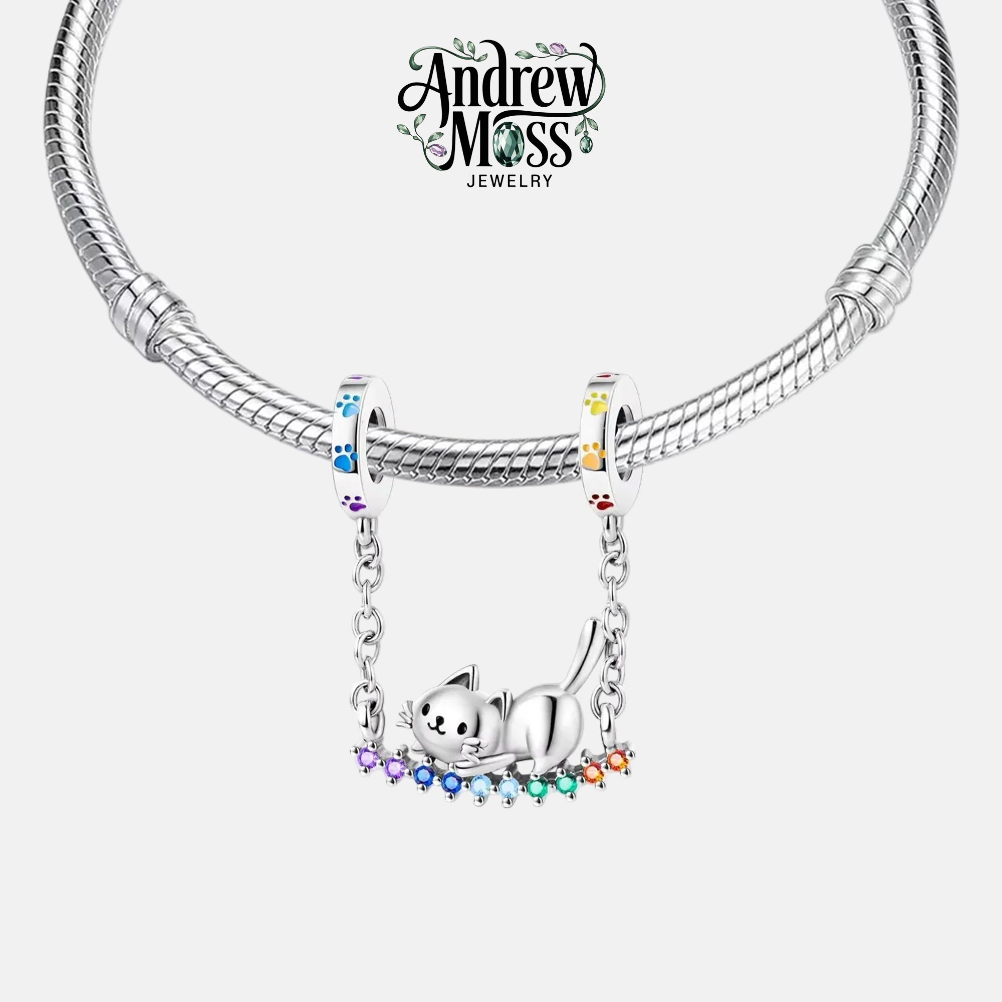 Cat Swinging Safety Chain Charm