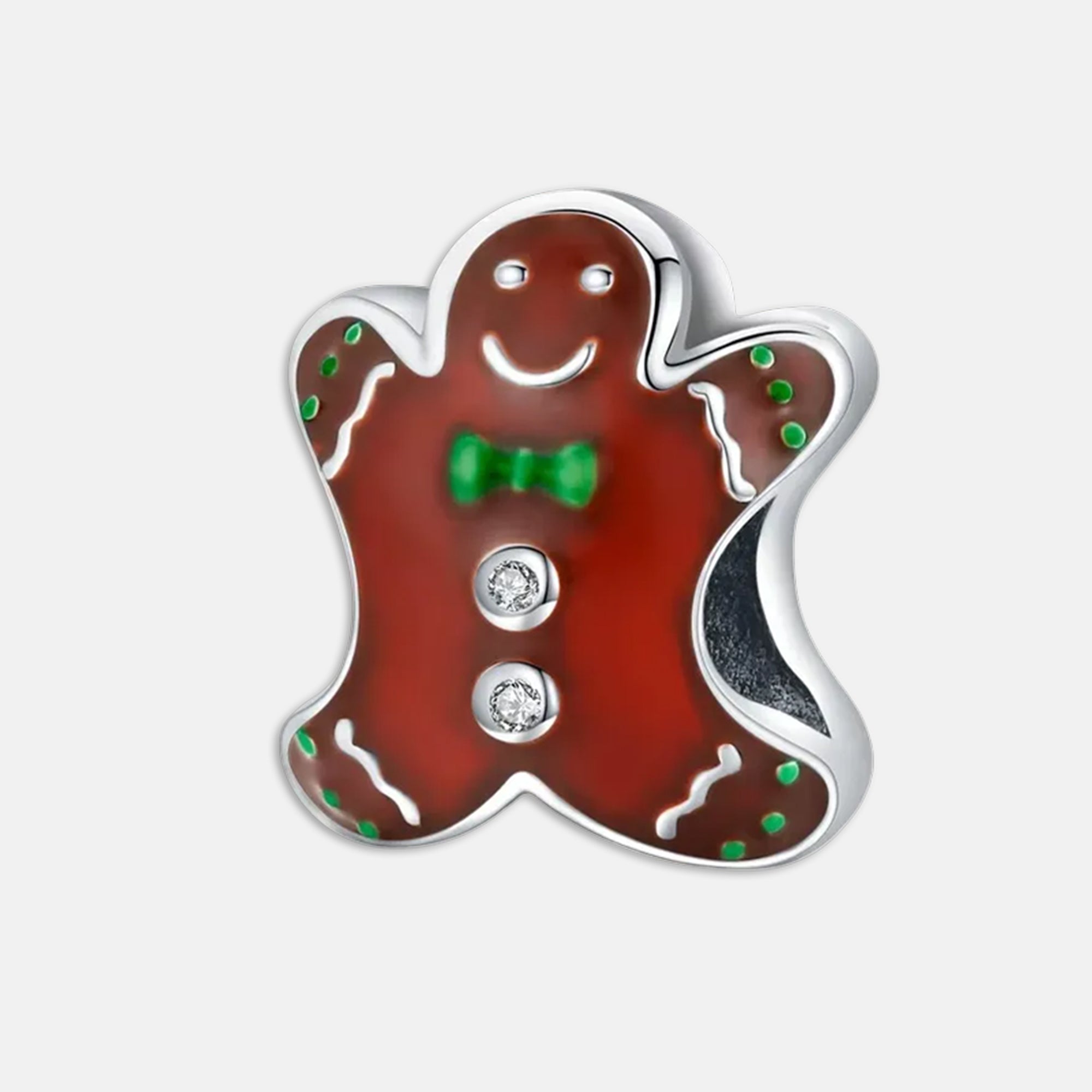 Gingerbread Man Christmas Bead Charm for Bracelet