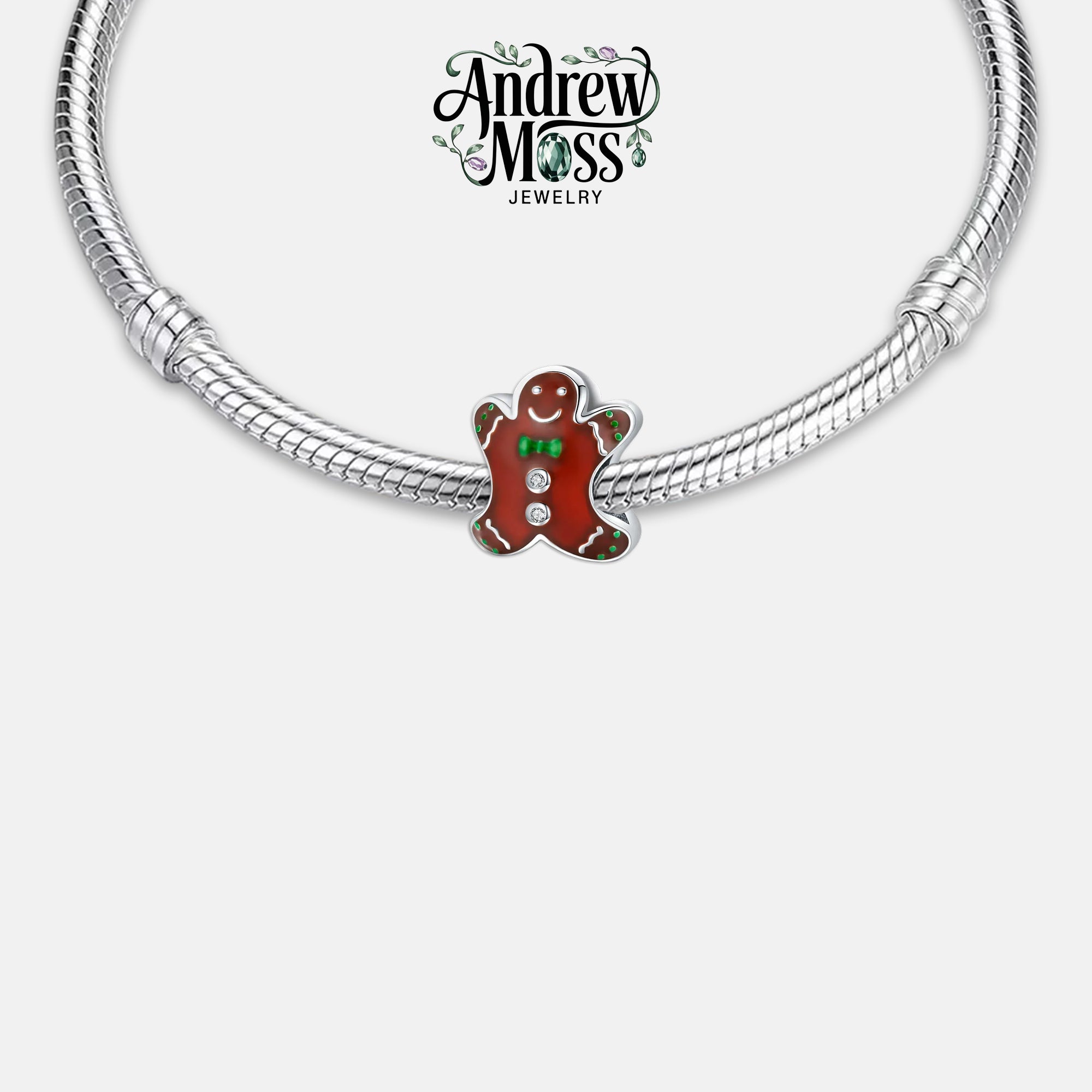 Gingerbread Man Christmas Bead Charm for Bracelet
