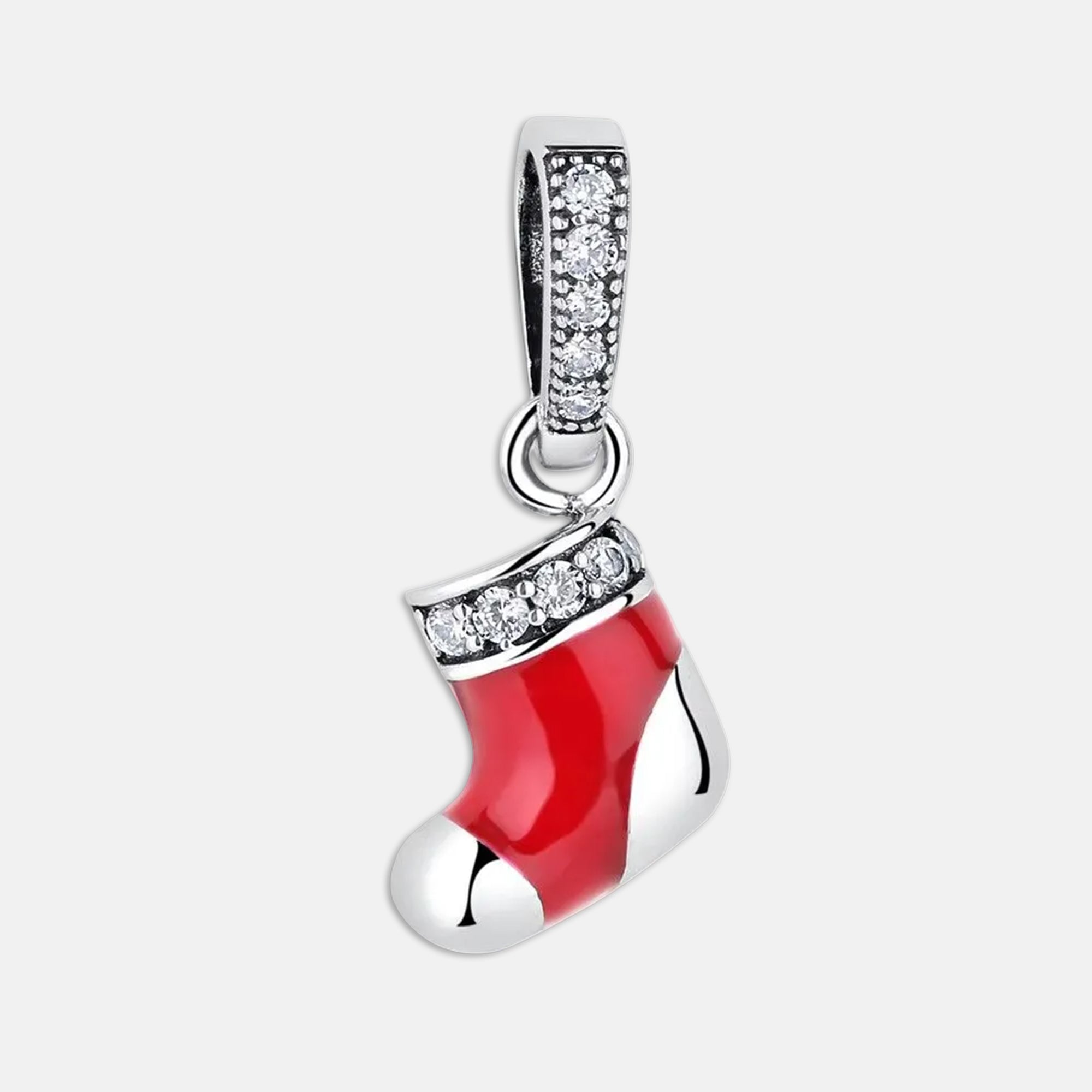 Red Socks Christmas Dangle Charm for Bracelet