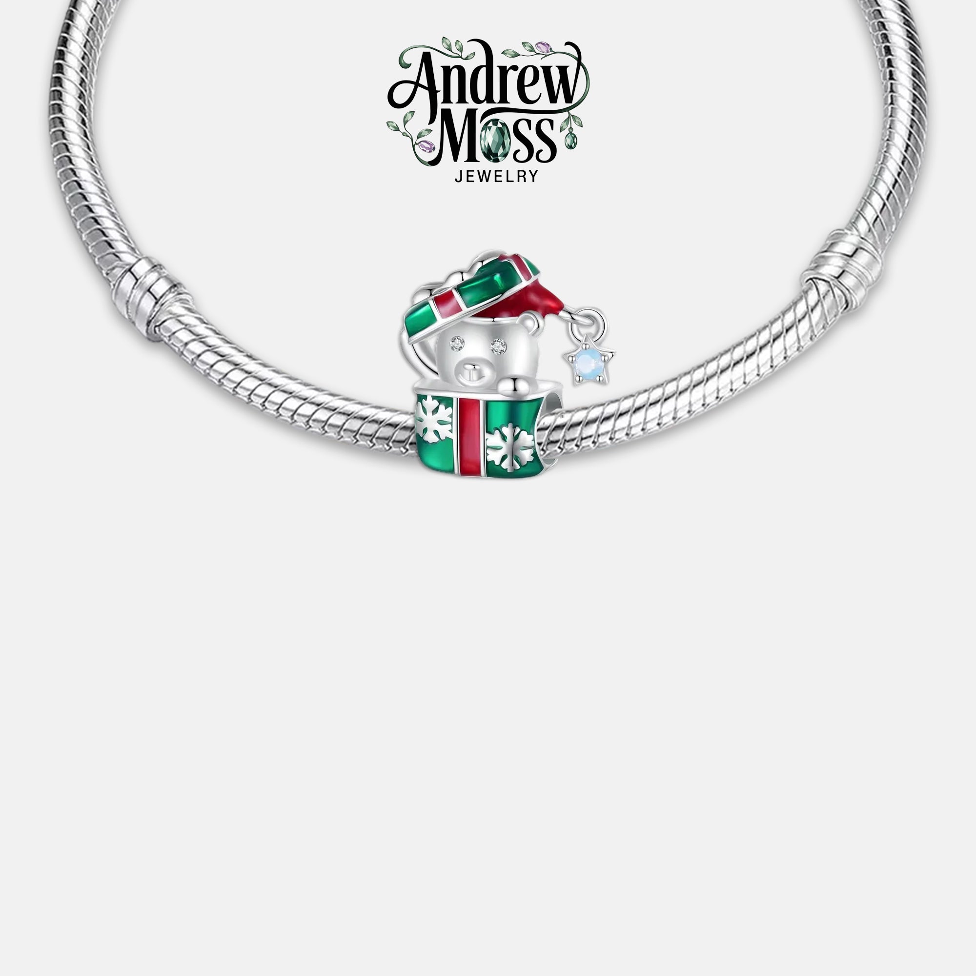 Teddy Bear Gift Christmas Bead Charm for Bracelet