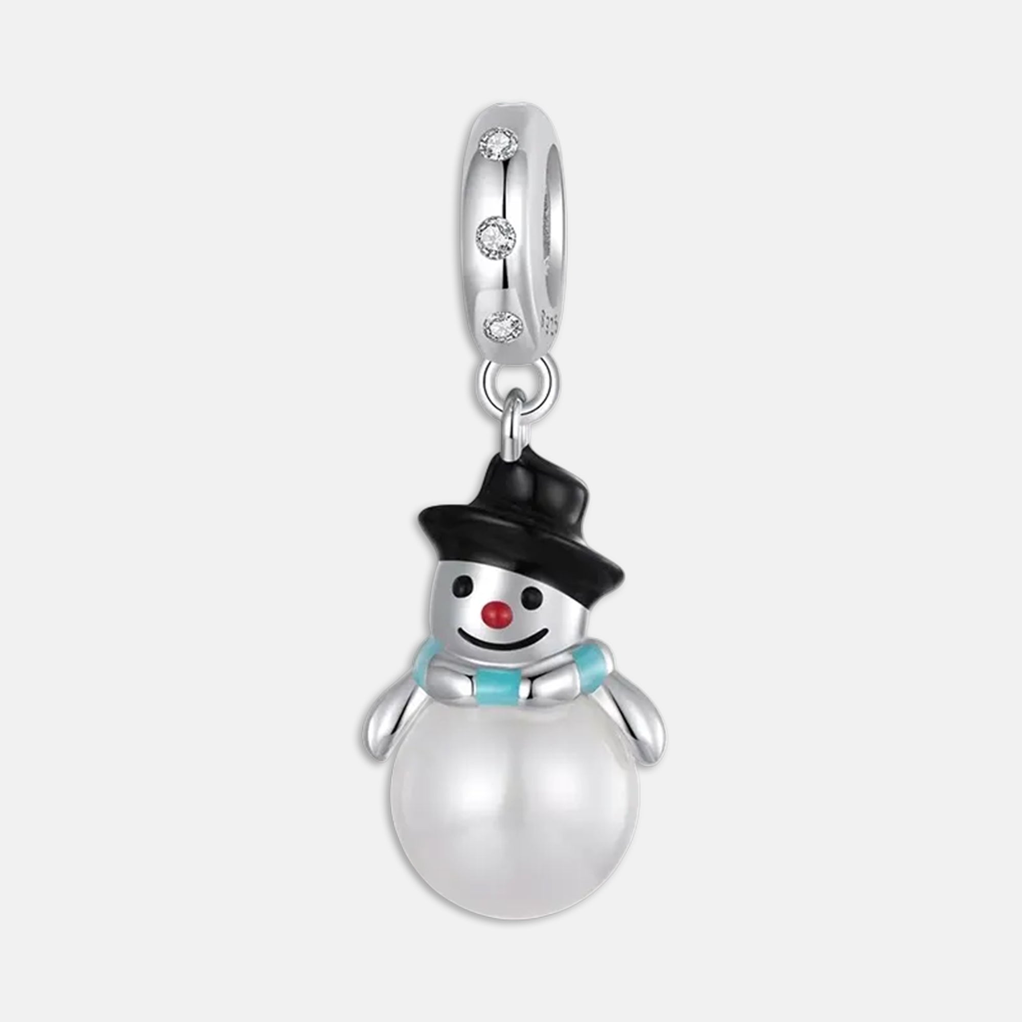 Snowman with Hat Christmas Dangle Charm for Bracelet