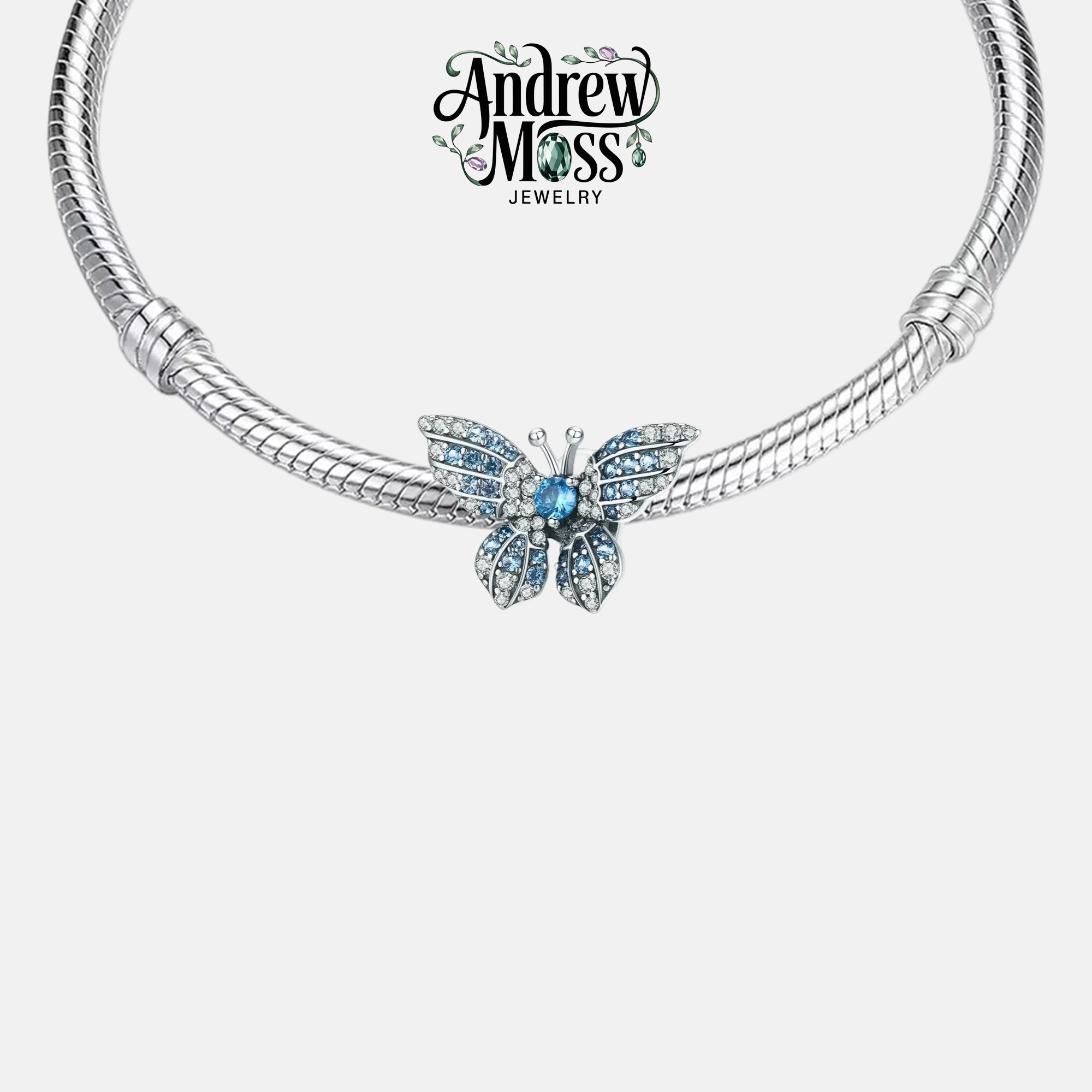 Sparkling Blue Butterfly Charm