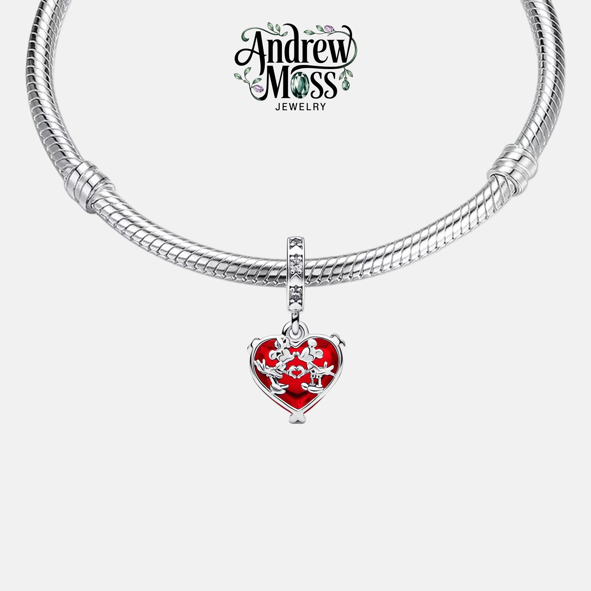 Disney Minnie & Mickey Heart Dangle Charm