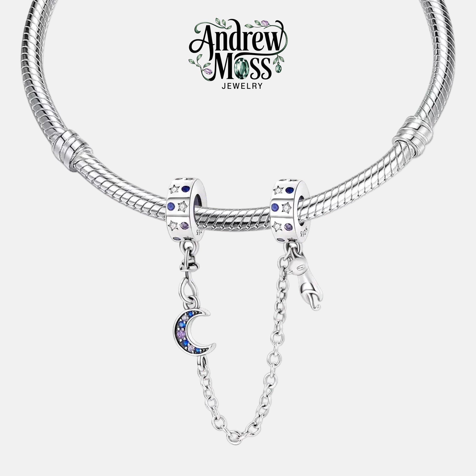 Cat & Moon Safety Chain Charm