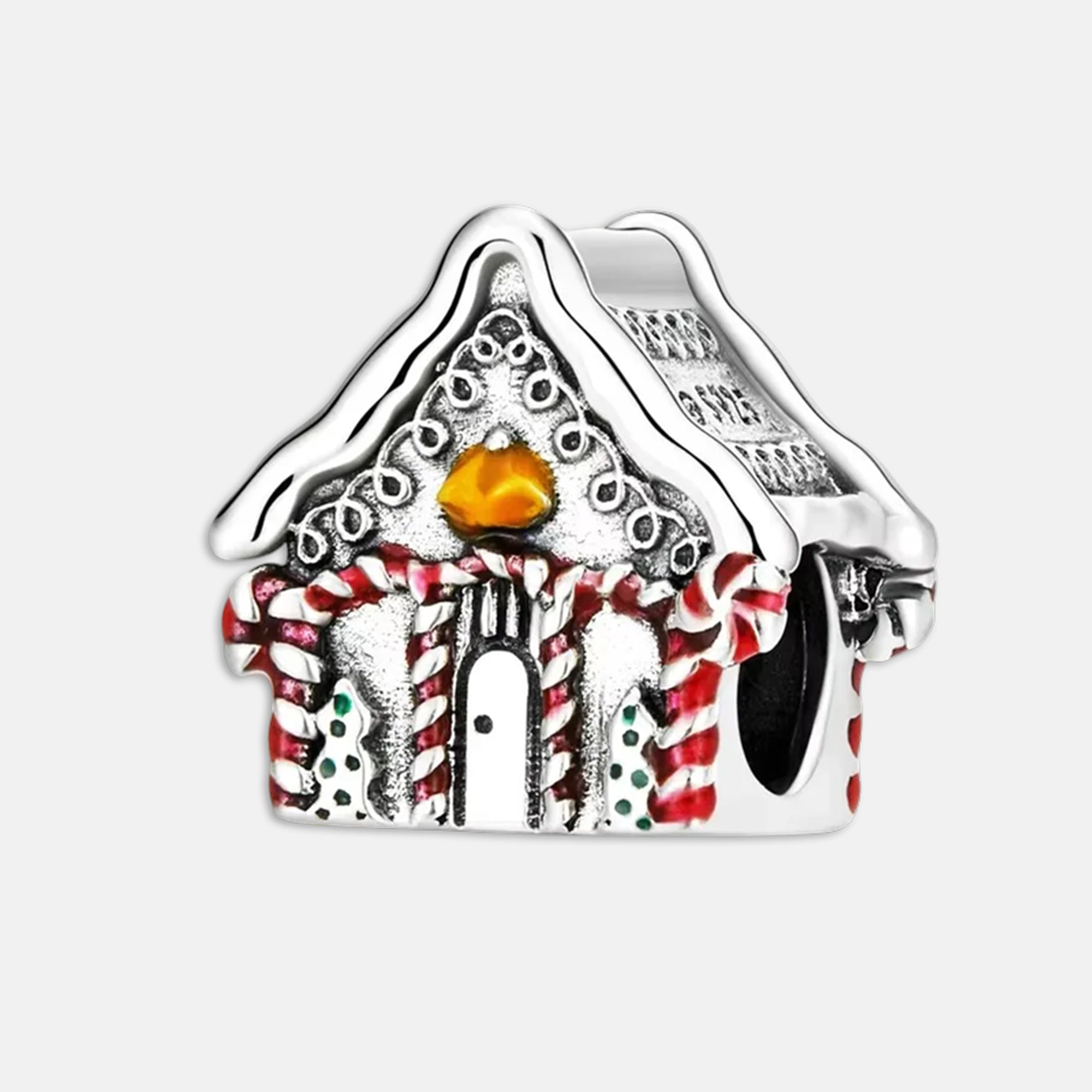 Candy Cane House Christmas Charm for Bracelet