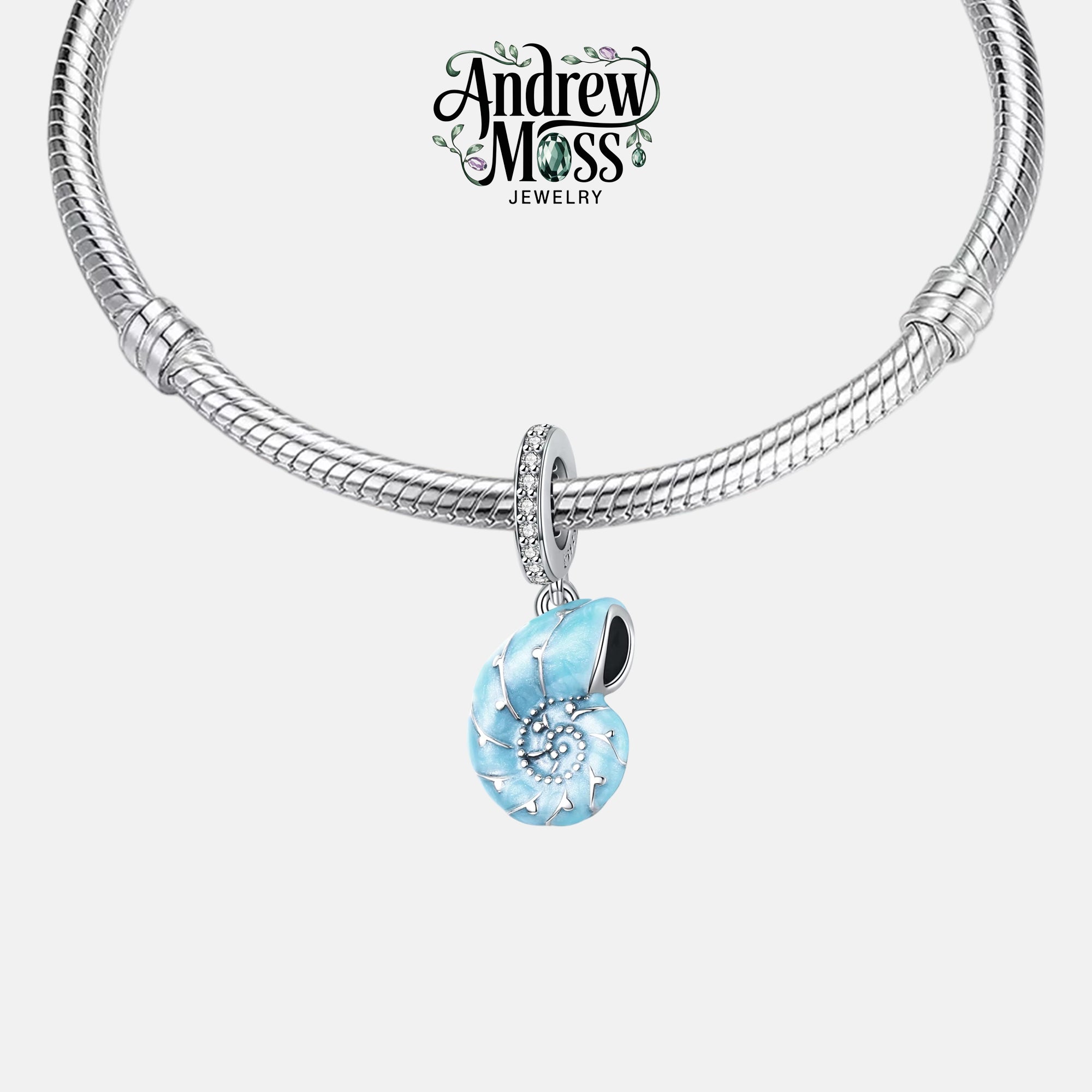 Blue Conch Sea Shell Dangle Charm