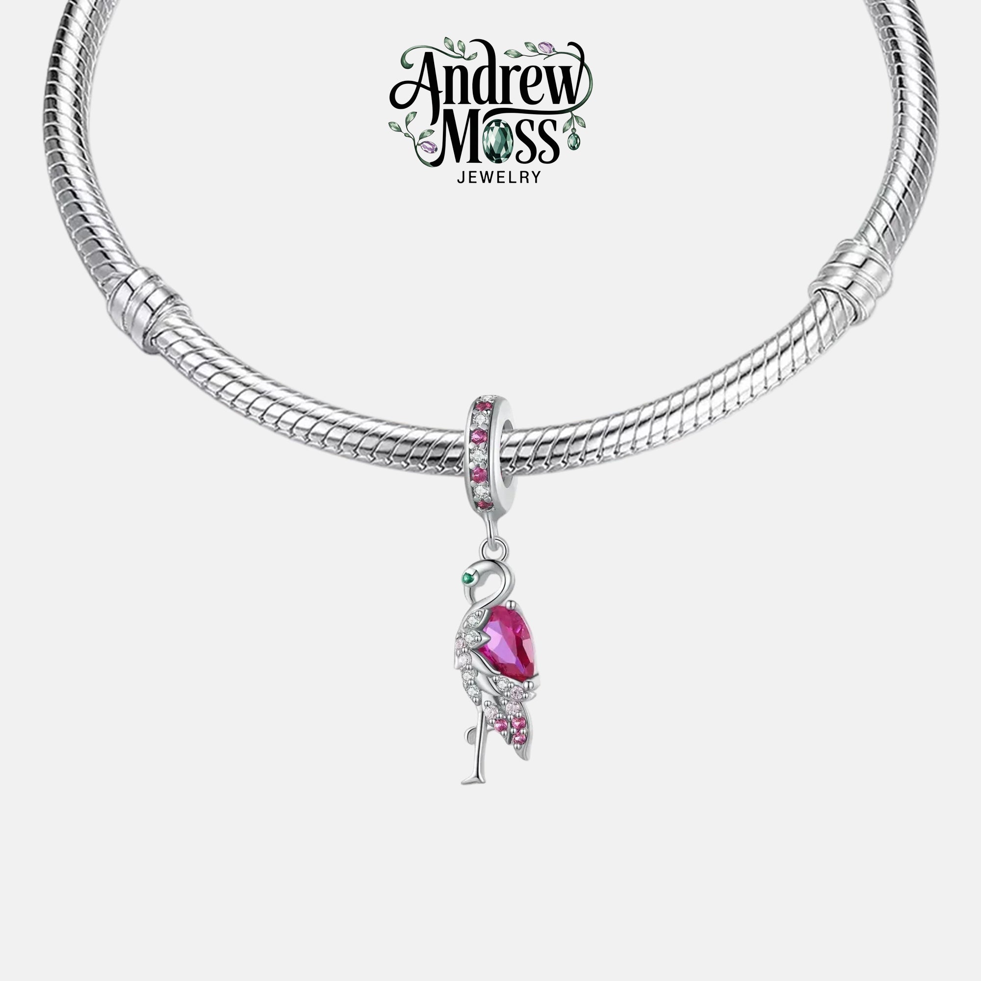 Pink Flamingo Dangle Charm