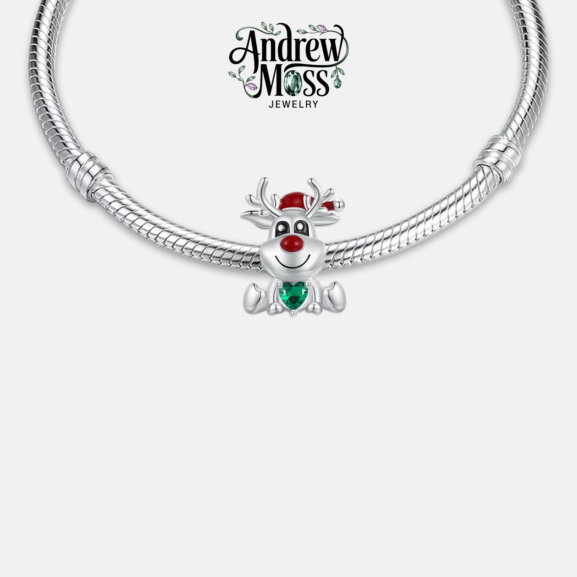 Rudolph Christmas Bead Charm for Bracelet