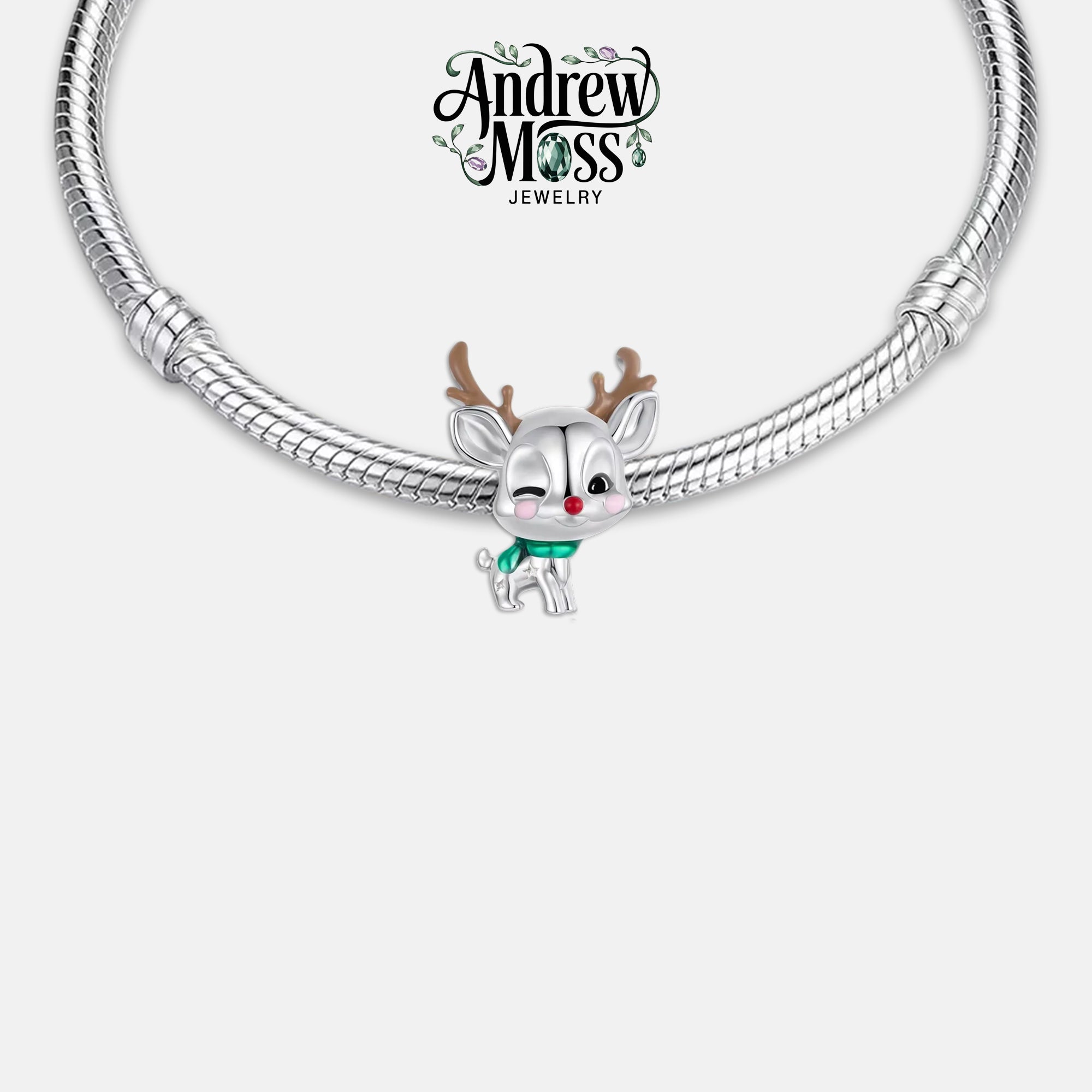 Cute Elk Christmas Bead Charm for Bracelet