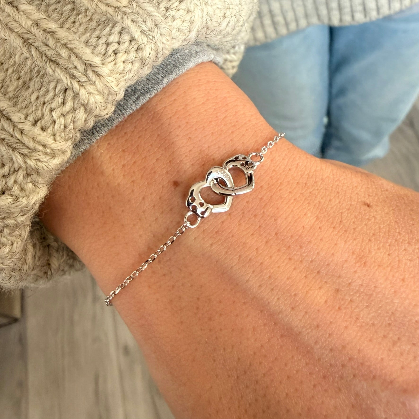 Heart Handcuff Couple Love Bracelet Chain Link