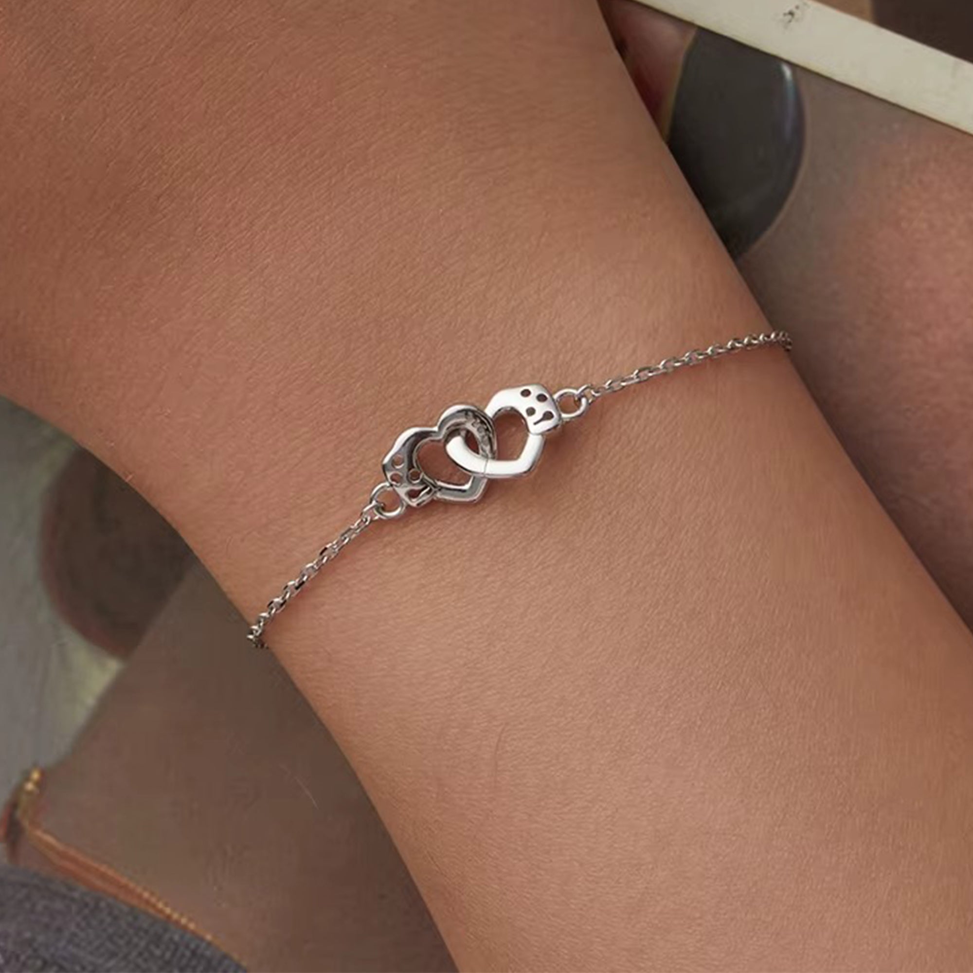 Heart Handcuff Couple Love Bracelet Chain Link