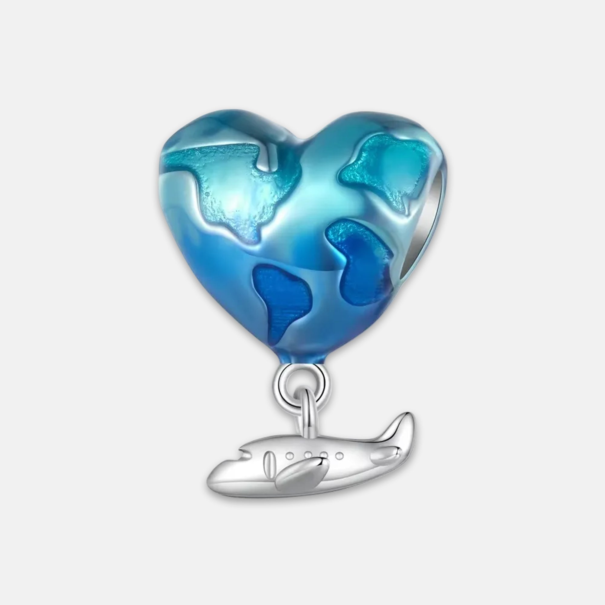Blue Heart Airplane Bead Charm
