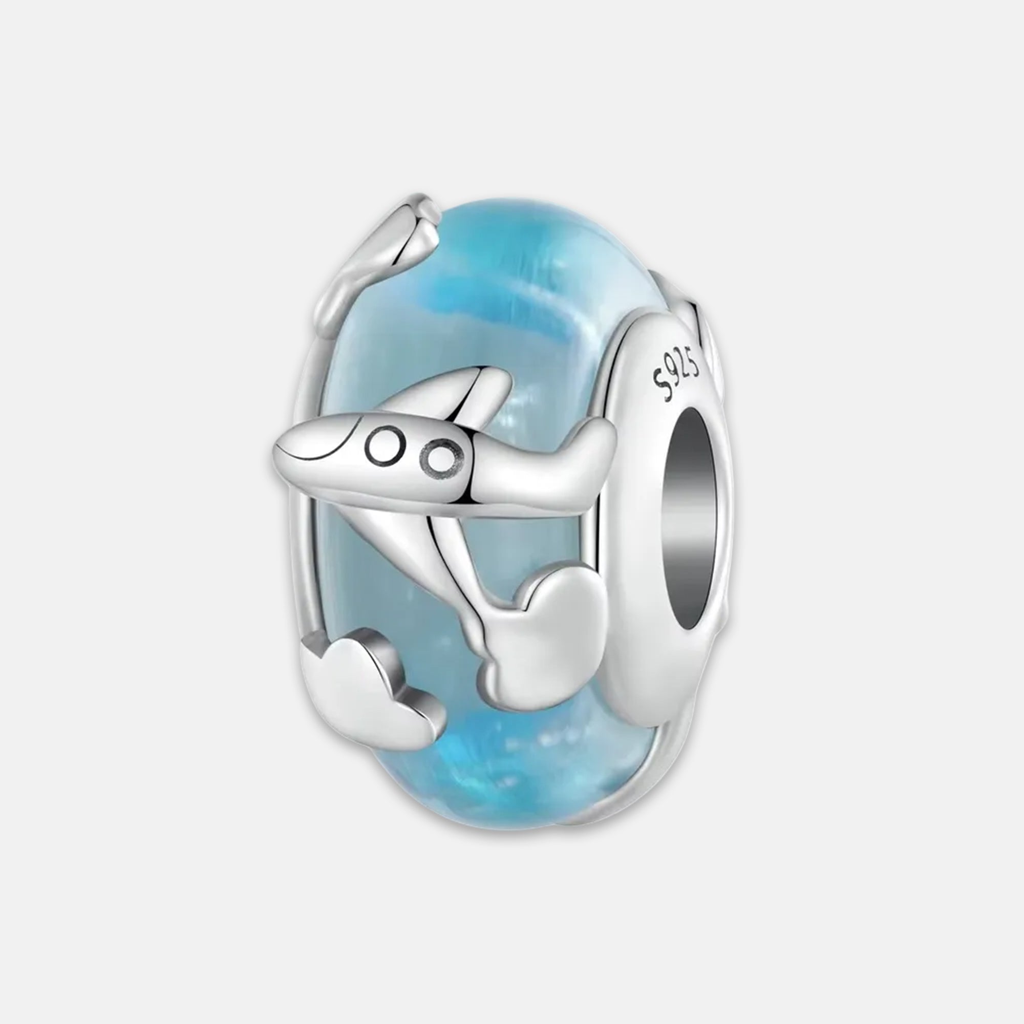 Blue Earth Airplane Bead Charm
