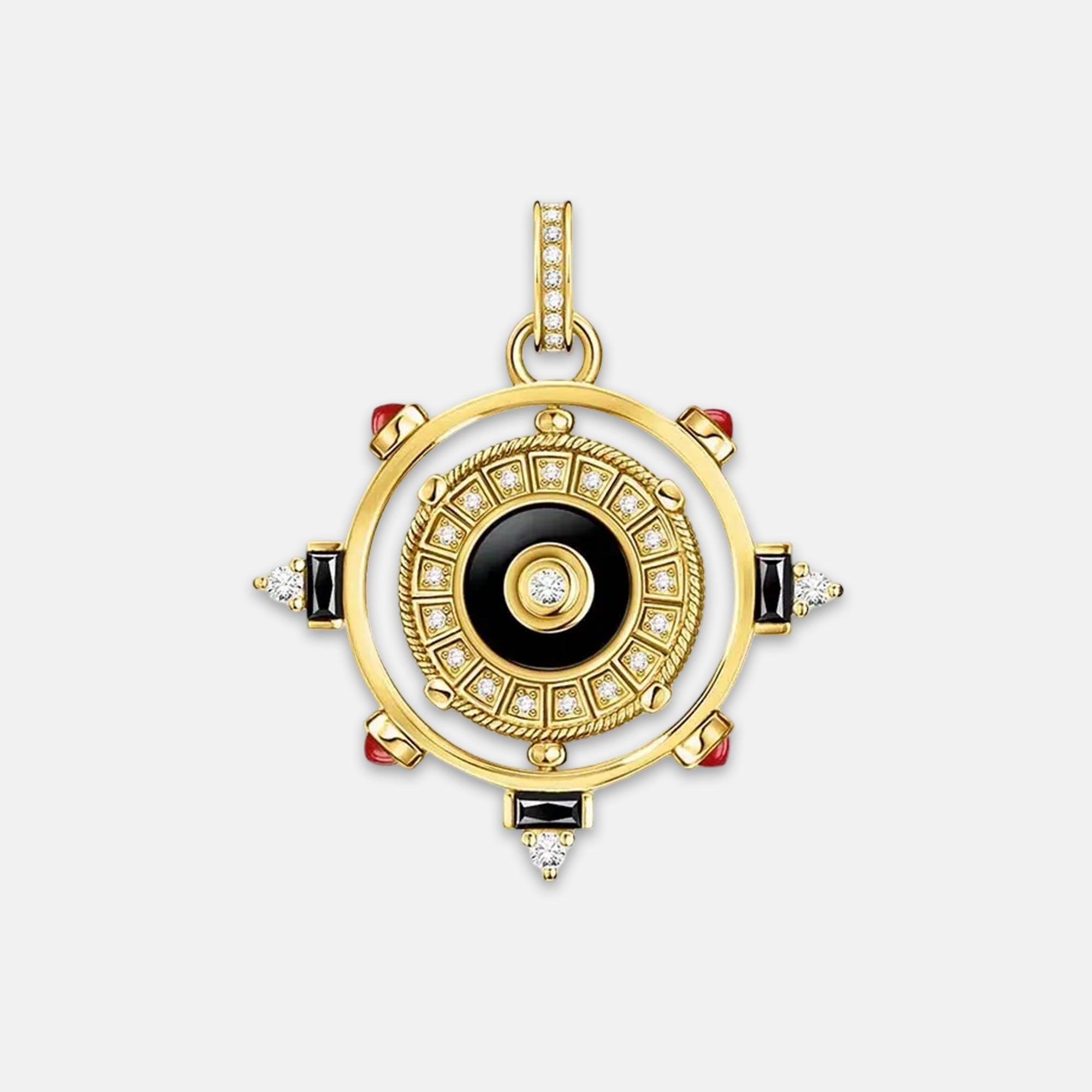 Sun Coin Rotatable Gold Plated Pendant