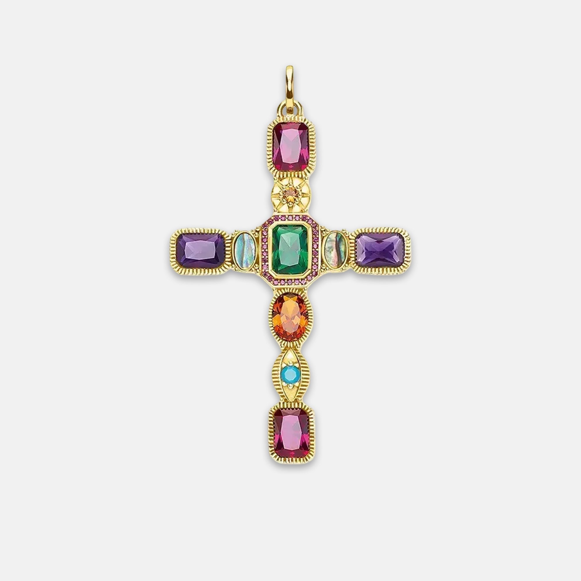 Colorful Cross Gold Plated Pendant