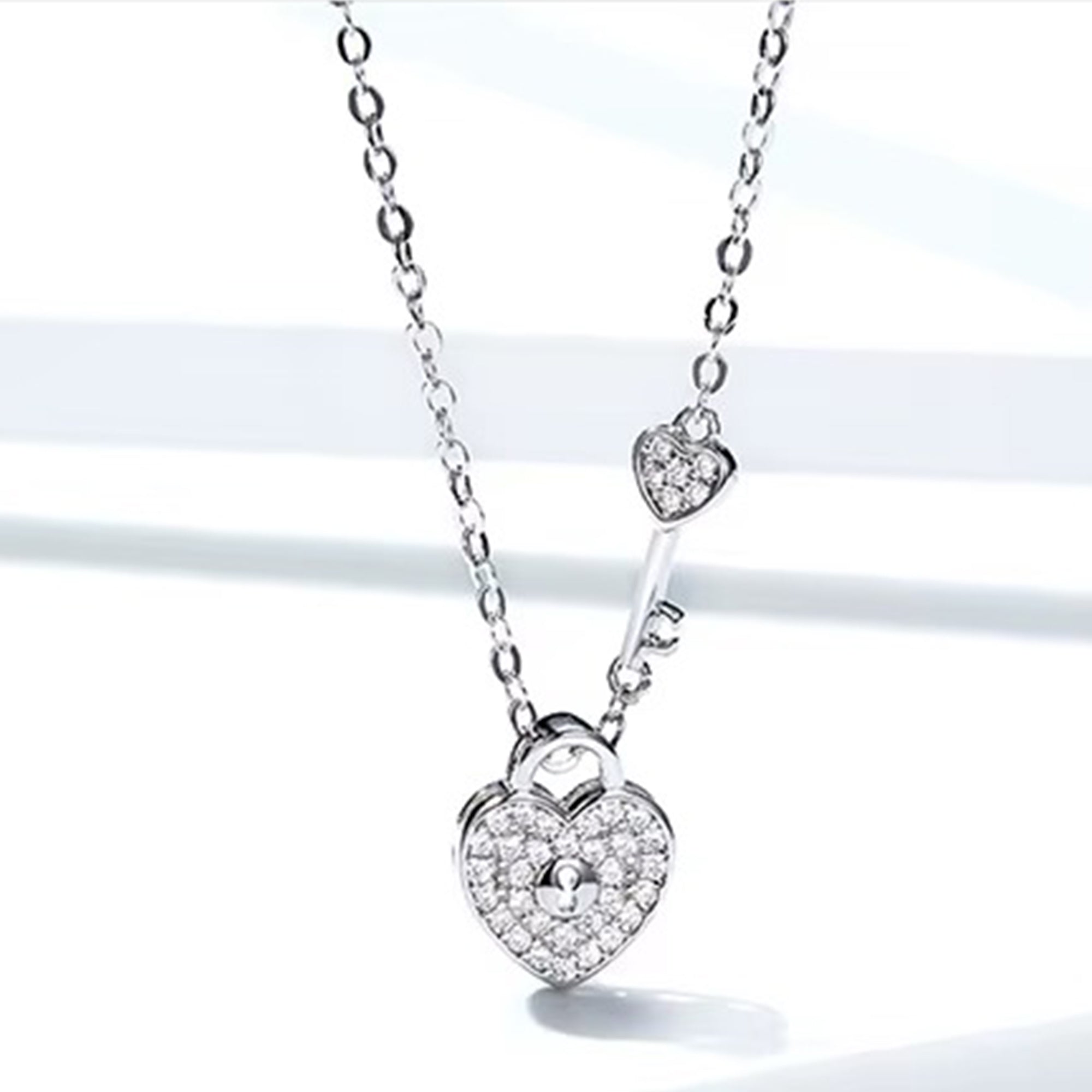 Heart Shaped Padlock & Key Necklace